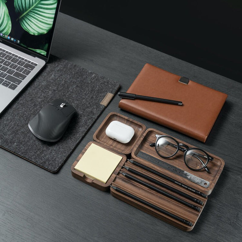 Sticky Notes Holder, Sticky Notes Set, Wooden Desk Tray, Desk Organization Set, Home Office Desk Accessories, Oakyblocks, Gift for Him