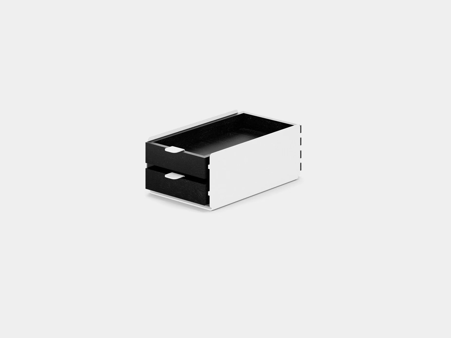 Small Modular Drawers - White Base - Wooden Desk Drawers for Desk Organization, Compatible with Desk Shelf, Wooden Desk Organizer