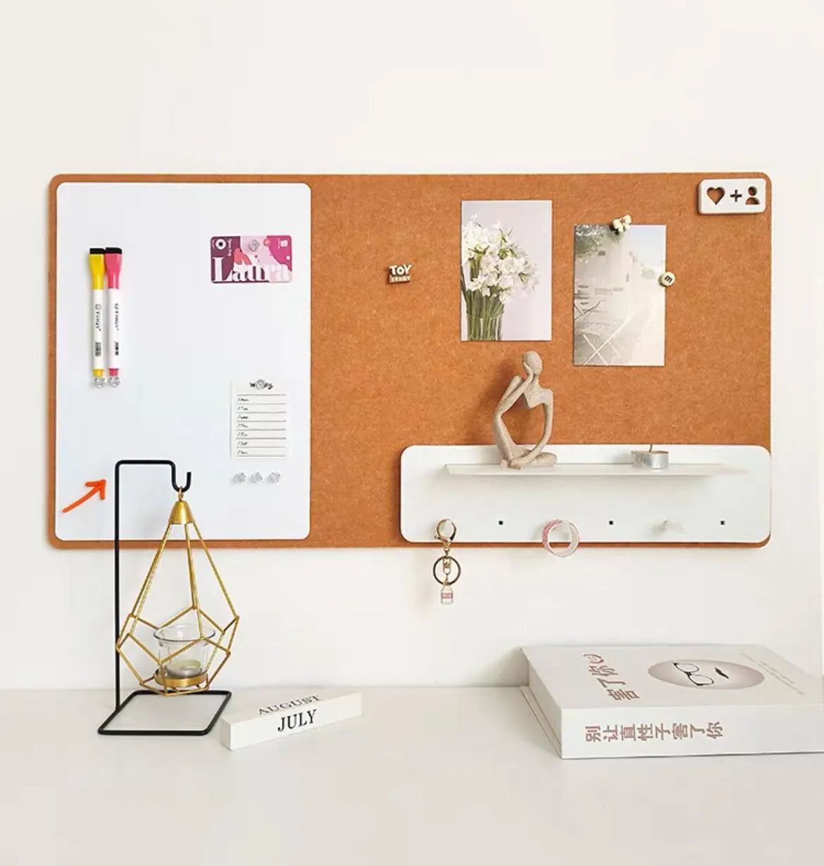 Orange Felt Wall Board, Memo Board Size 80*40 Cm, Office Pin Boards, Bulletin Board, Present for Office