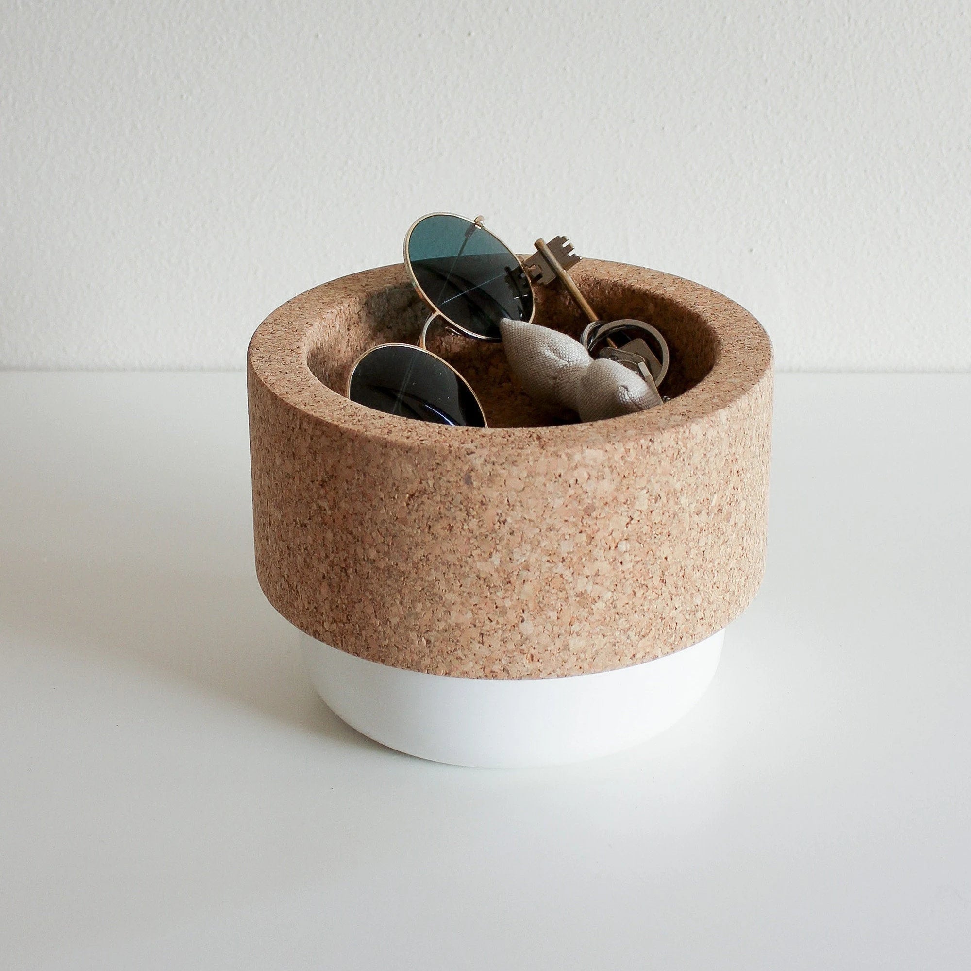 Piggy Bank, Pocket Emptier, Cork and White Ceramic - TASCO