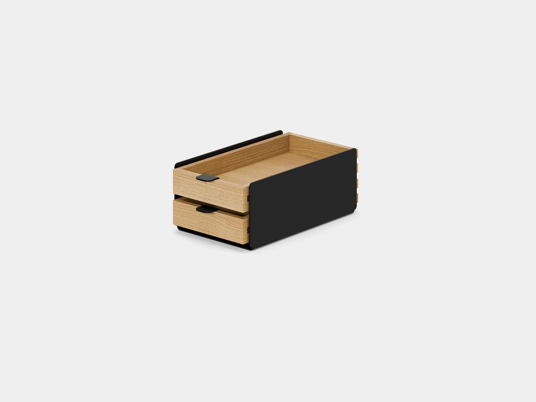 Small Modular Drawers - Black Base - Wooden Desk Drawers for Desk Organization, Compatible with Desk Shelf, Wooden Desk Organizer