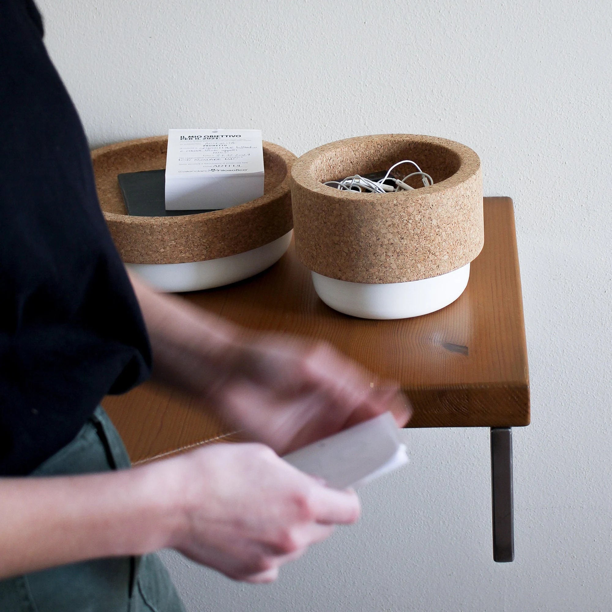Piggy Bank, Pocket Emptier, Cork and White Ceramic - TASCO