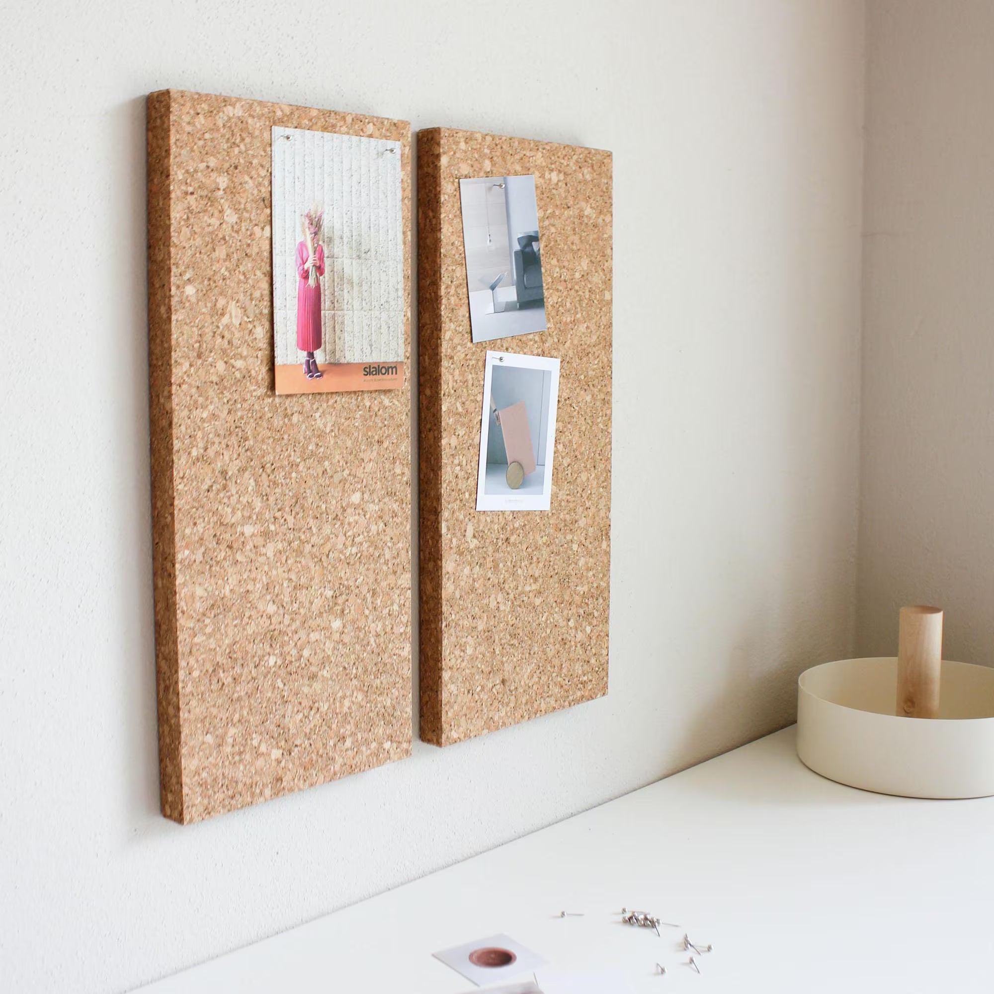 Cork Notice Board, Pin Board, Cork Notice Board, Wall Decor - QUADRO Small 18 X 40 Cm