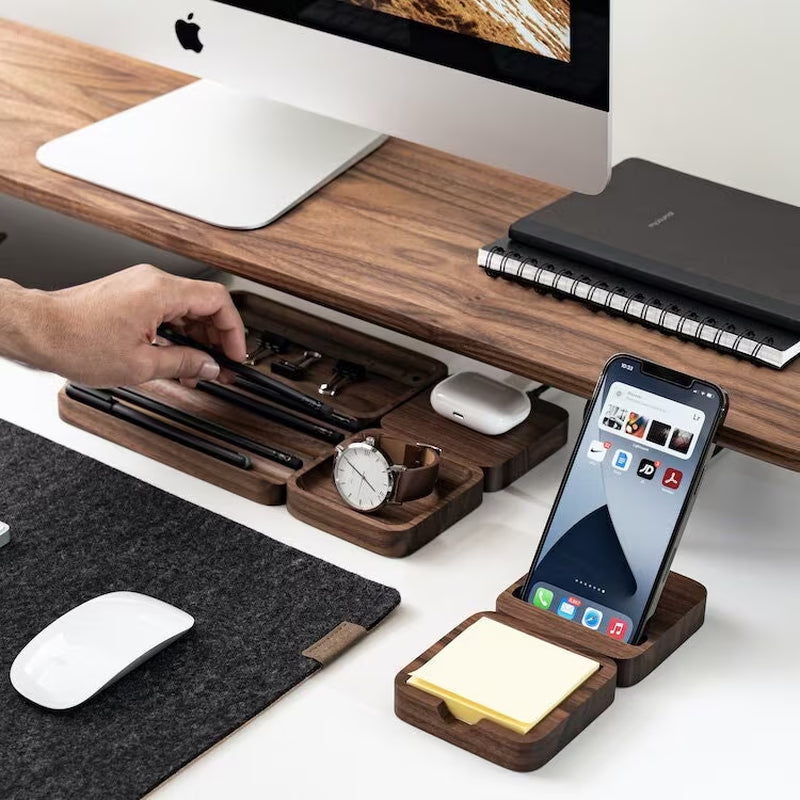 Pen Tray Oakyblocks, Pen Holder, Wooden Desk Organizer, Pen Holder for Desk, Catch All Trinket Tray, Desk Organization Setup, Work from Home