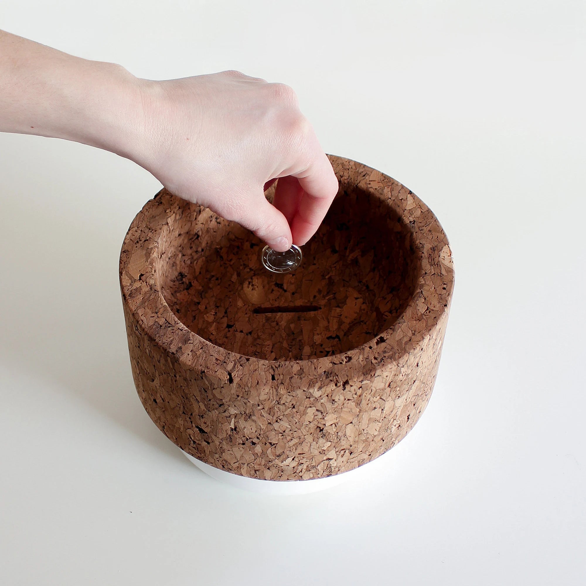 Piggy Bank, Pocket Emptier, Dark Cork and White Ceramic - TASCO