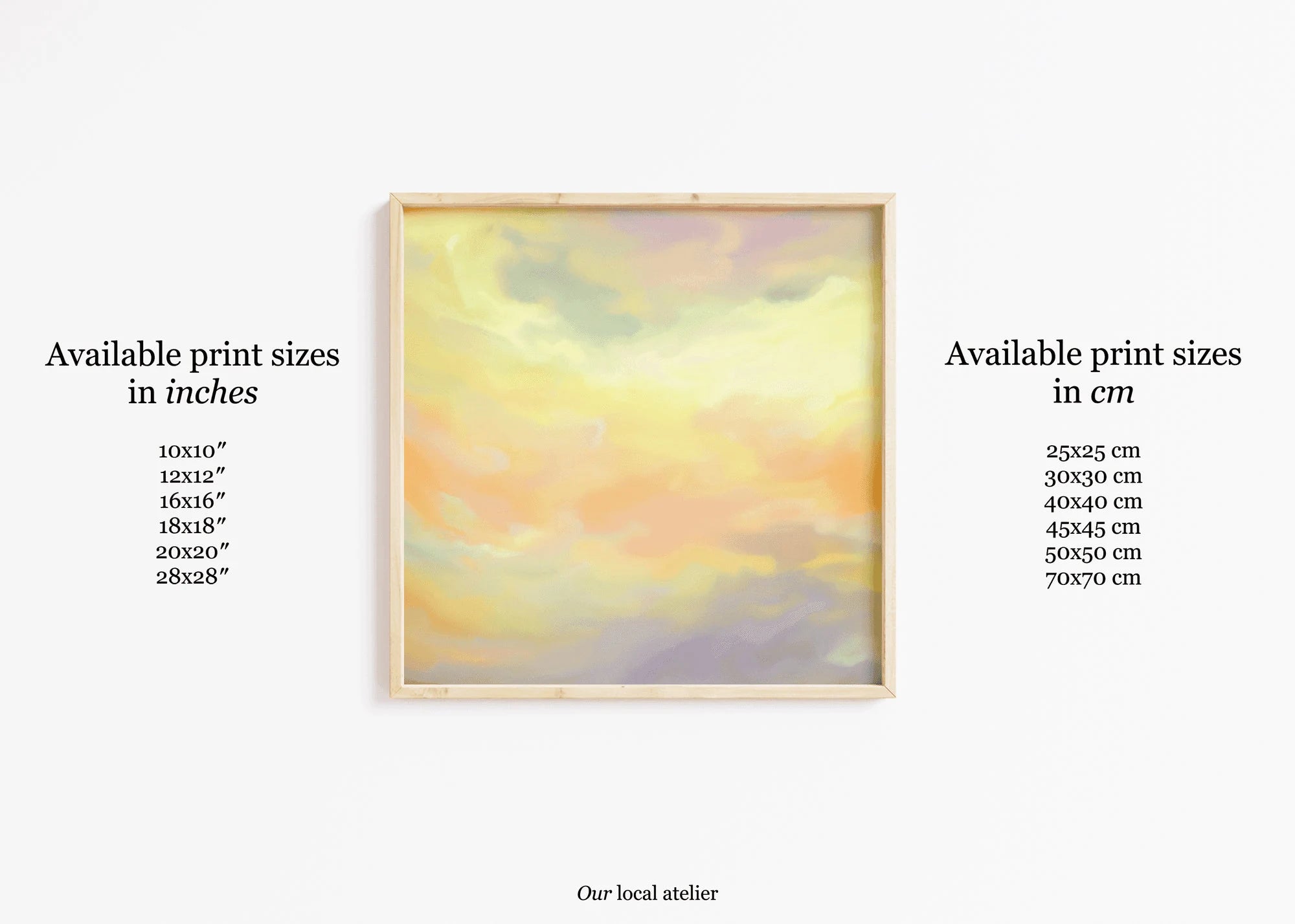 YELLOW SKY PRINT | Ethereal Clouds Poster | Perfect Home Decor Gift | Square Art Print | Our Local Atelier