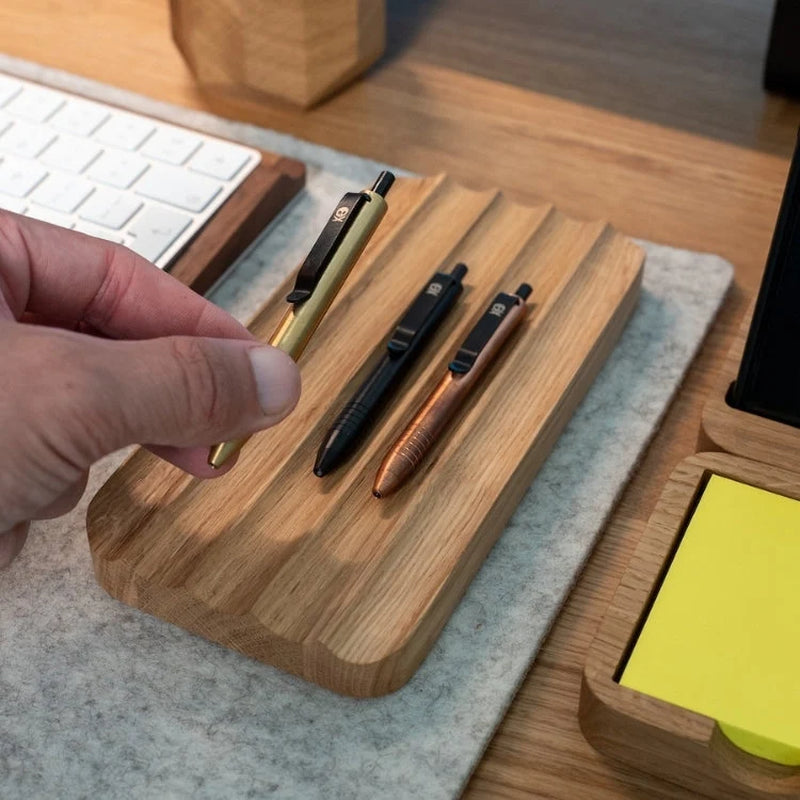 Pen Tray Oakyblocks, Pen Holder, Wooden Desk Organizer, Pen Holder for Desk, Catch All Trinket Tray, Desk Organization Setup, Work from Home