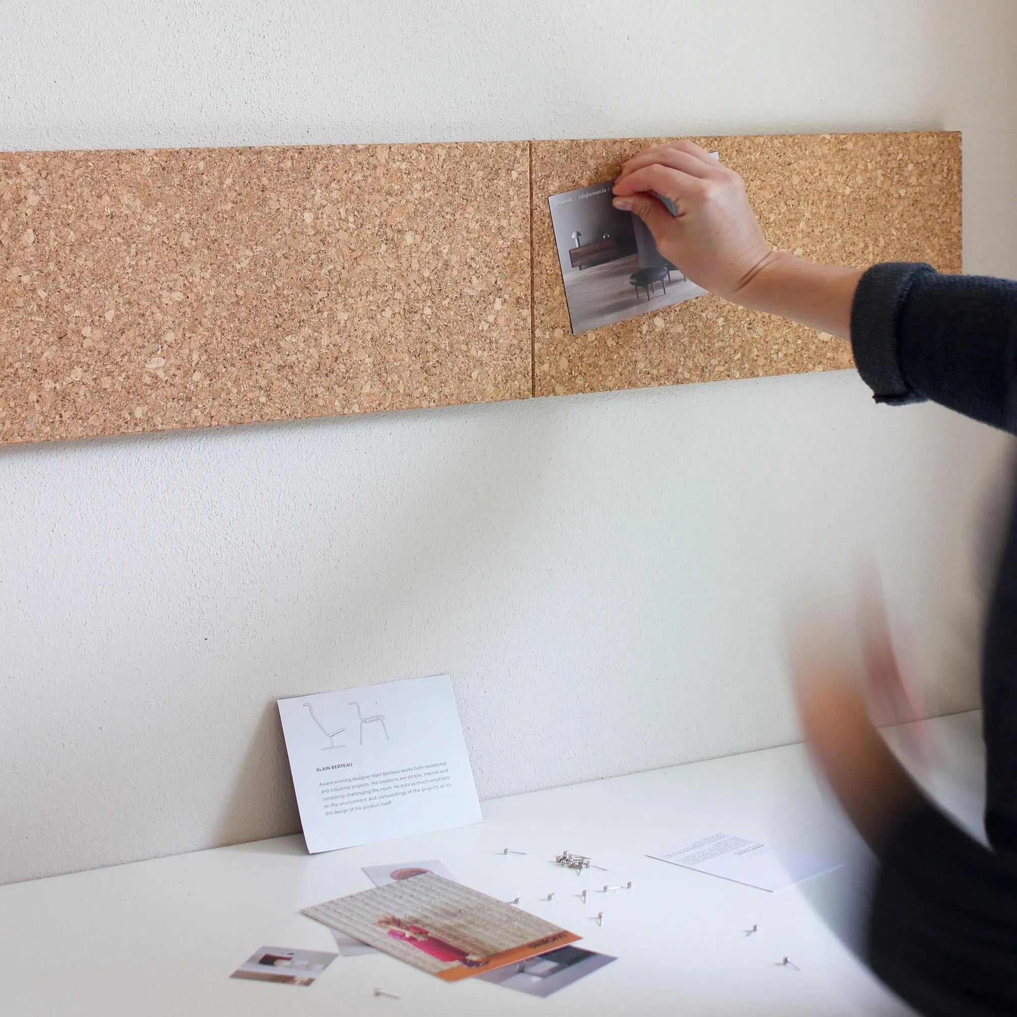 Cork Notice Board, Pin Board, Cork Notice Board, Wall Decor - QUADRO Small 18 X 40 Cm