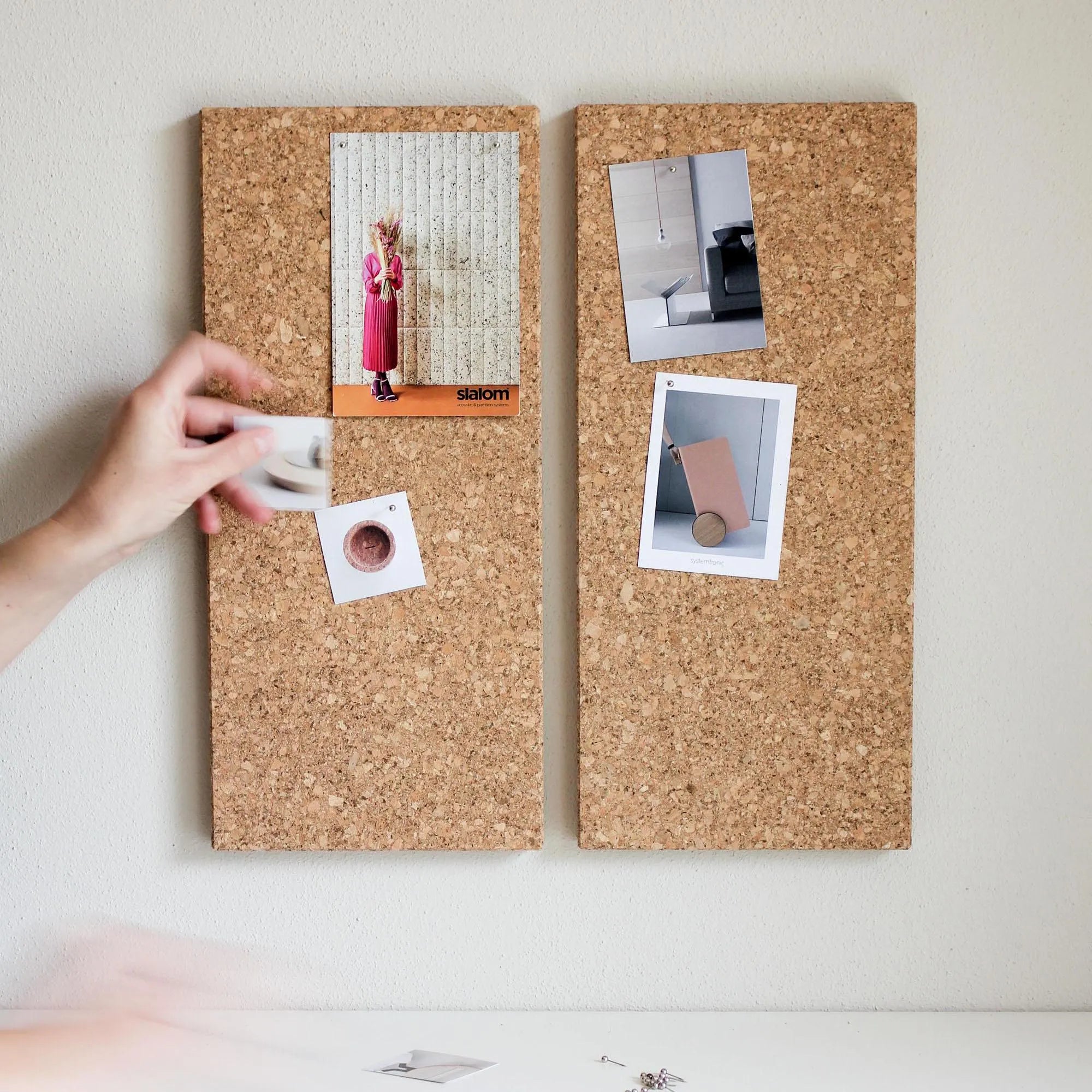 Cork Notice Board, Pin Board, Cork Notice Board, Wall Decor - QUADRO Small 18 X 40 Cm