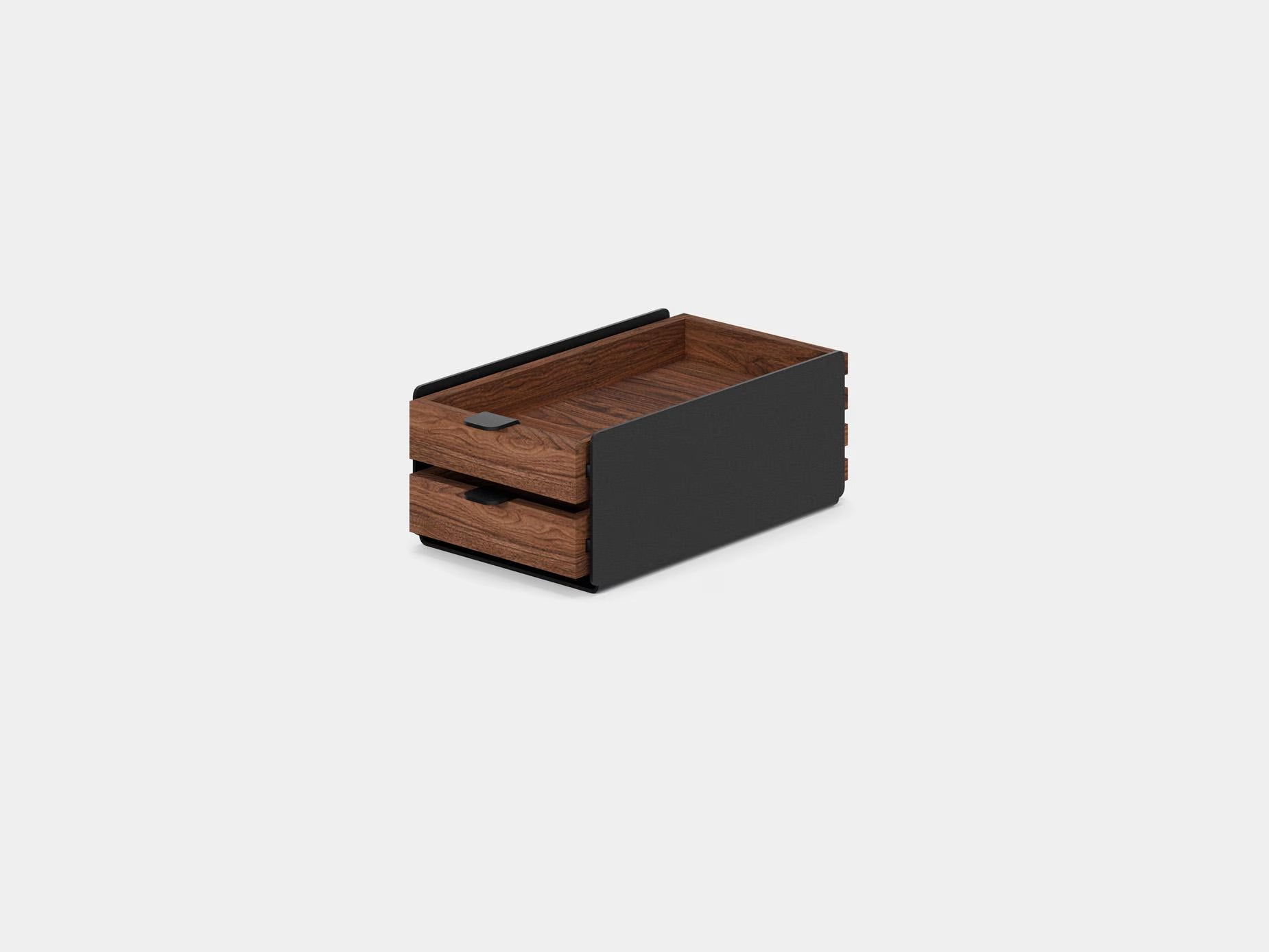 Small Modular Drawers - Black Base - Wooden Desk Drawers for Desk Organization, Compatible with Desk Shelf, Wooden Desk Organizer