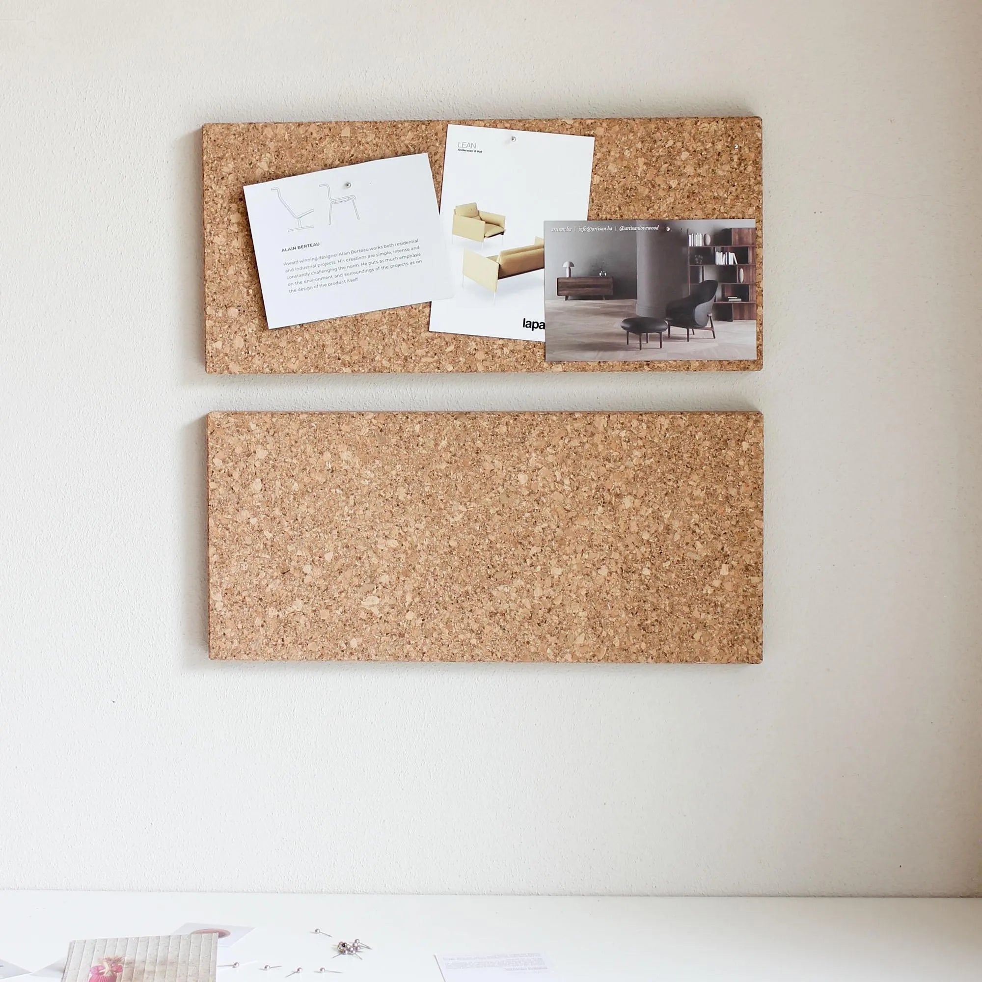 Cork Notice Board, Pin Board, Cork Notice Board, Wall Decor - QUADRO Small 18 X 40 Cm