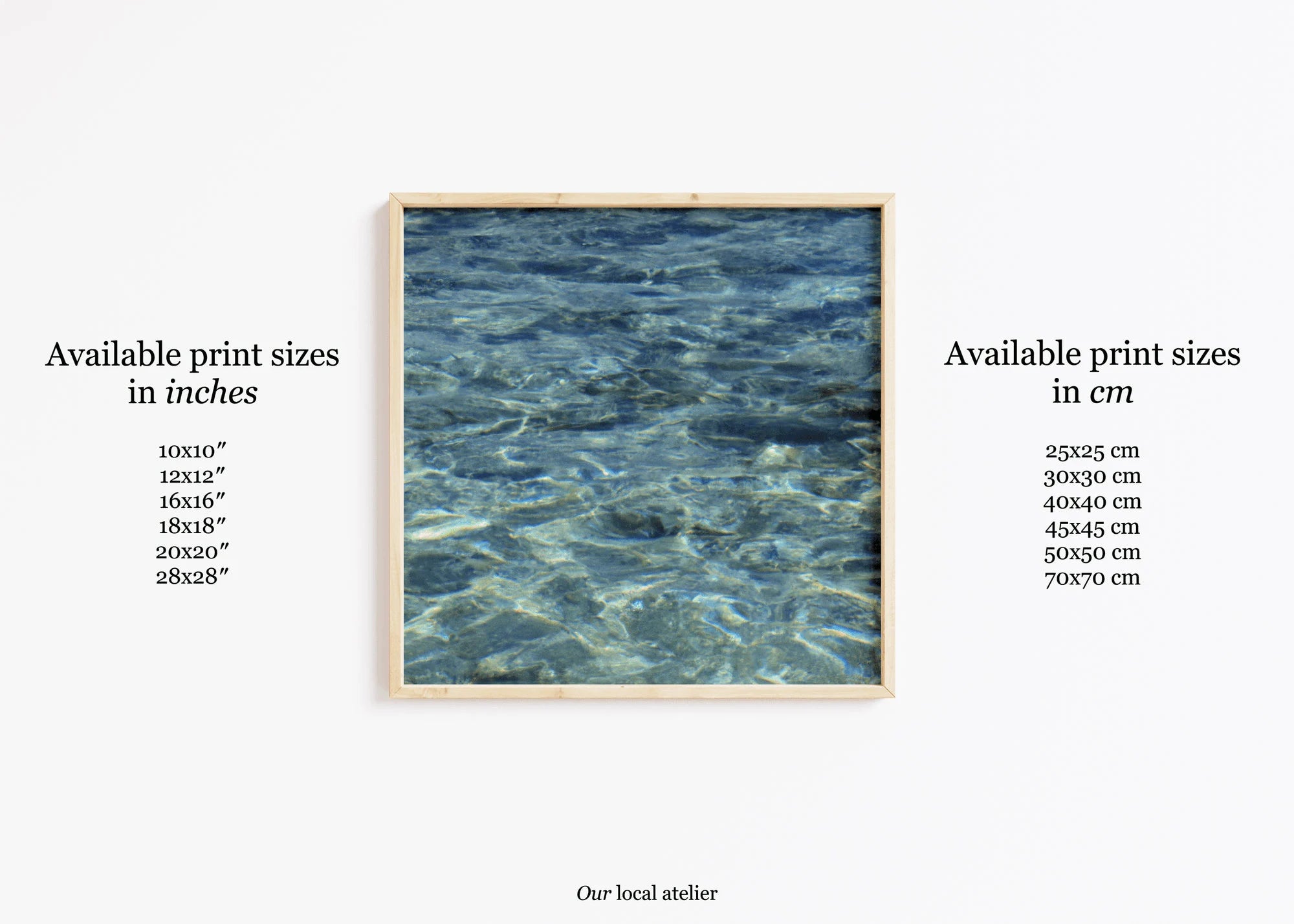 BLUE WATER PRINT | Tranquil Nature Poster | Serene Home Decor Gift | Square Art Print | Our Local Atelier