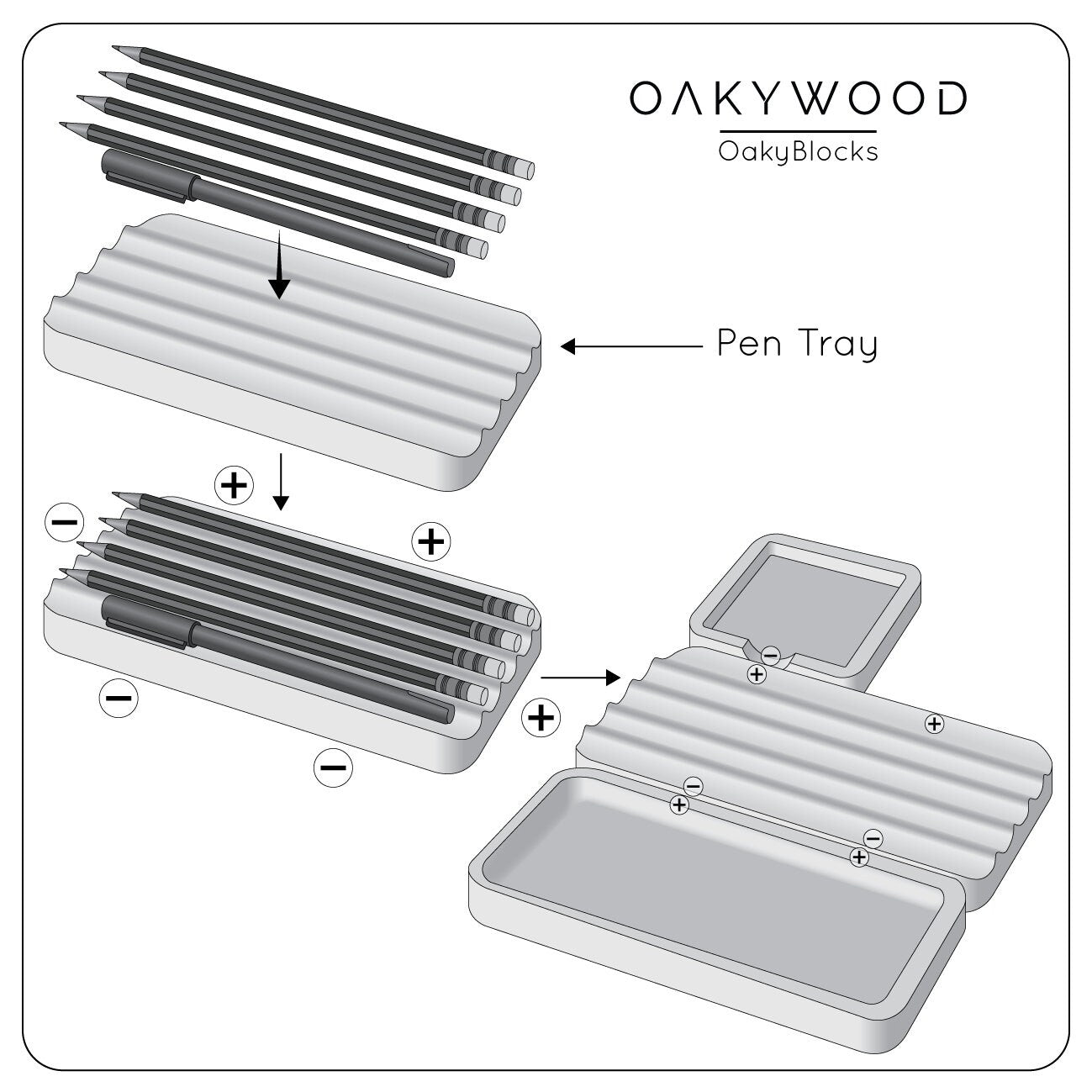 Pen Tray Oakyblocks, Pen Holder, Wooden Desk Organizer, Pen Holder for Desk, Catch All Trinket Tray, Desk Organization Setup, Work from Home