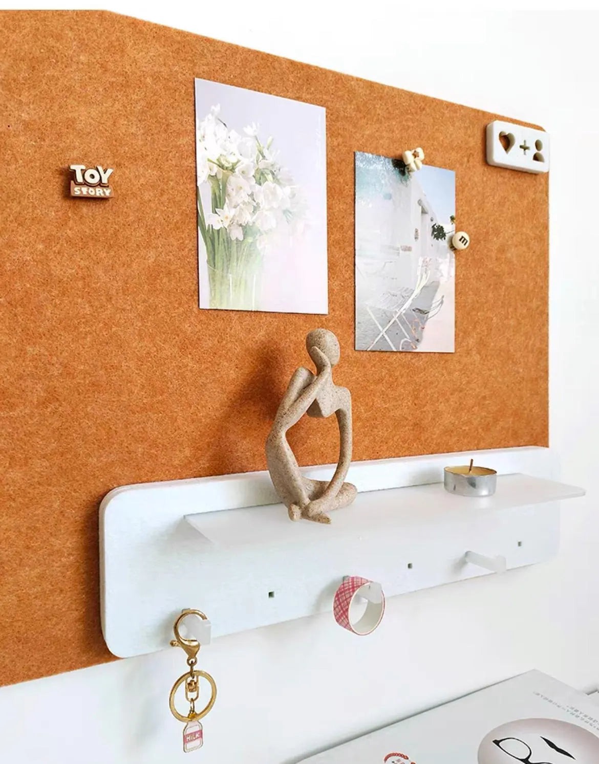 Orange Felt Wall Board, Memo Board Size 80*40 Cm, Office Pin Boards, Bulletin Board, Present for Office