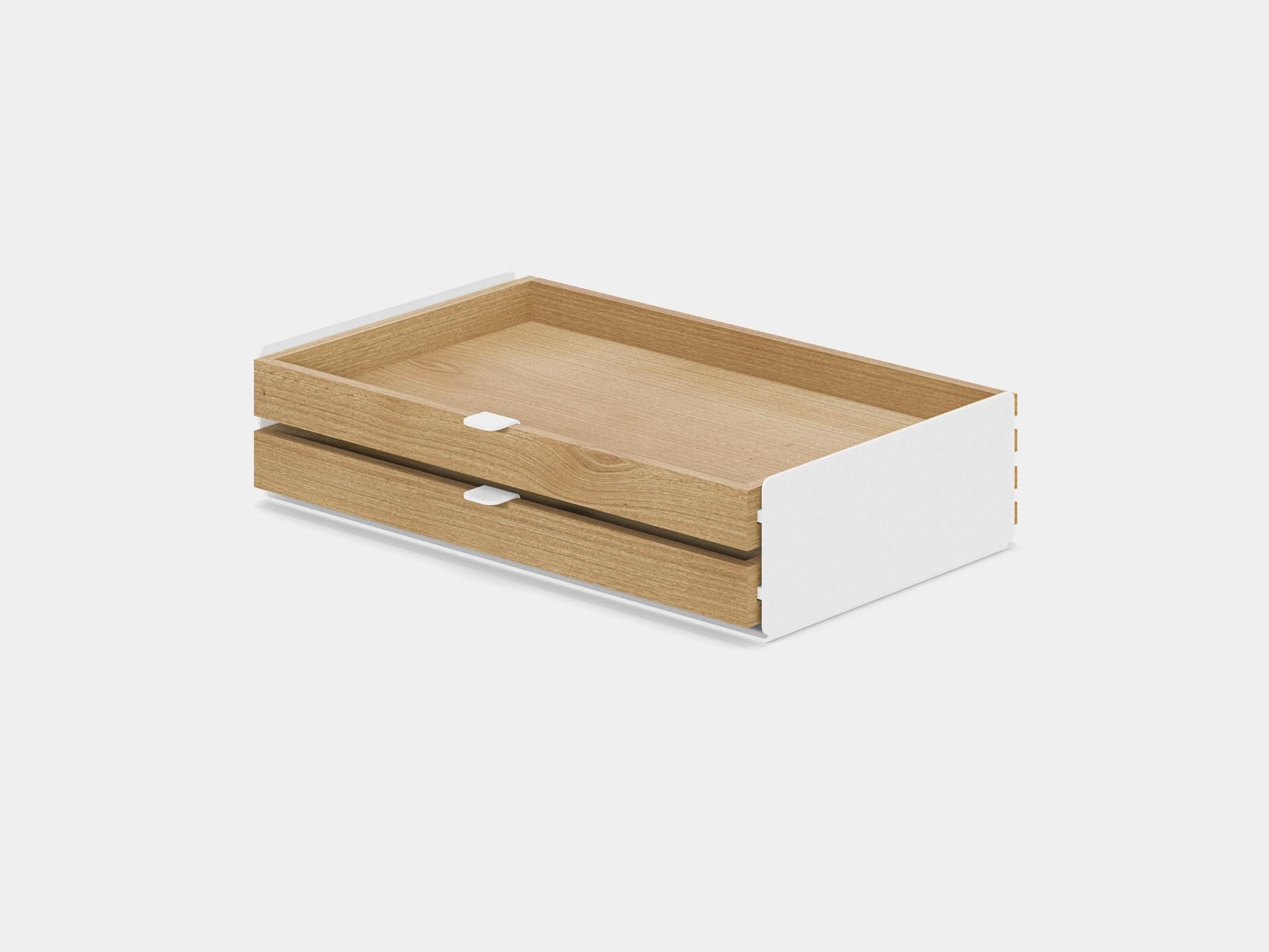 Large Modular Drawers - White Base - Wooden Desk Drawers for Desk Organization, Compatible with Desk Shelf, Wooden Desk Organizer