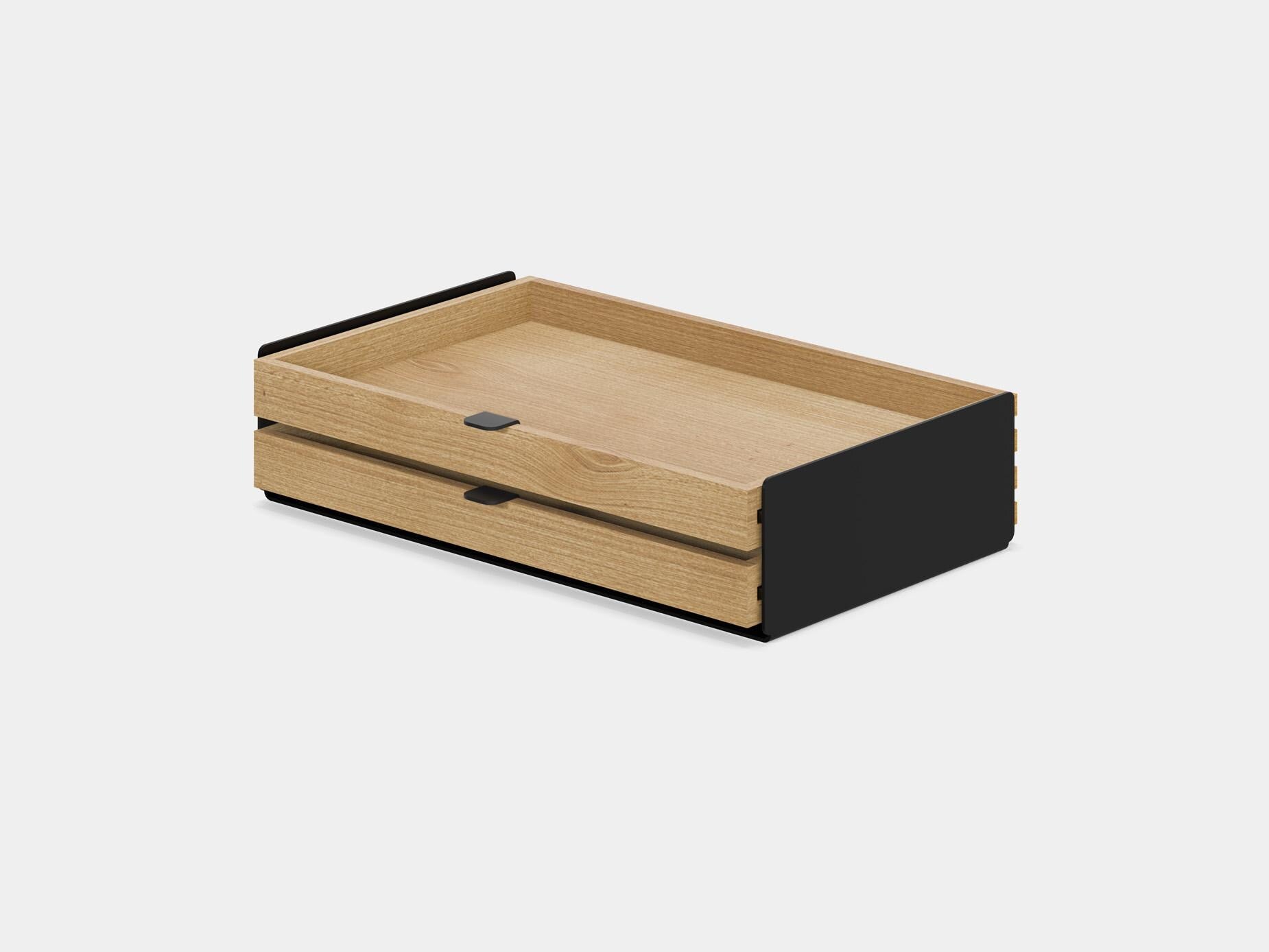 Large Modular Drawers - Black Base - Wooden Desk Drawers for Desk Organization, Compatible with Desk Shelf, Wooden Desk Organizer