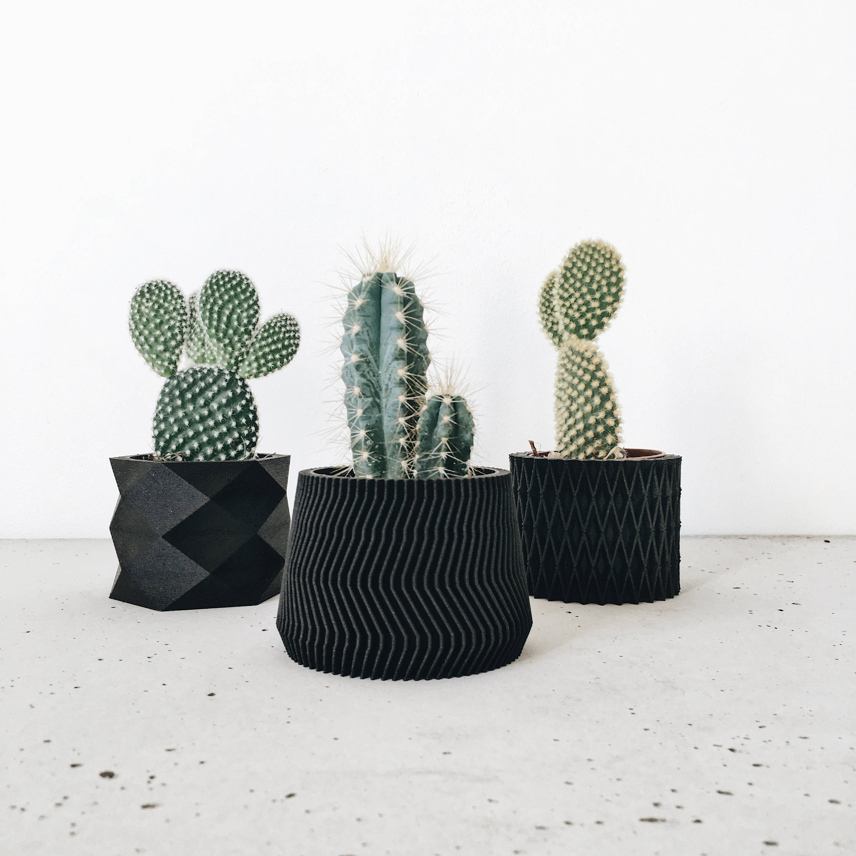 3 Small Black Wooden Planters