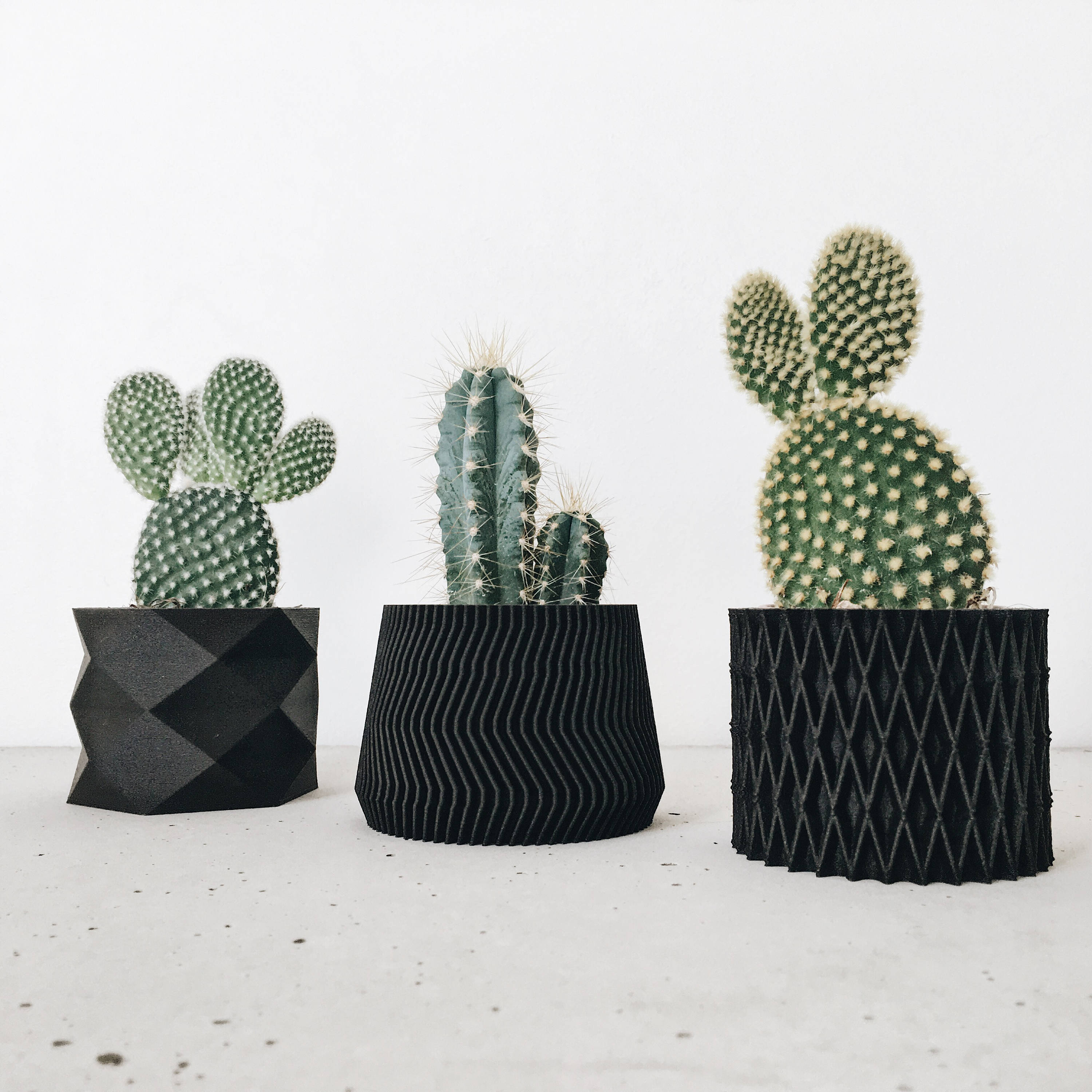 3 Small Black Wooden Planters