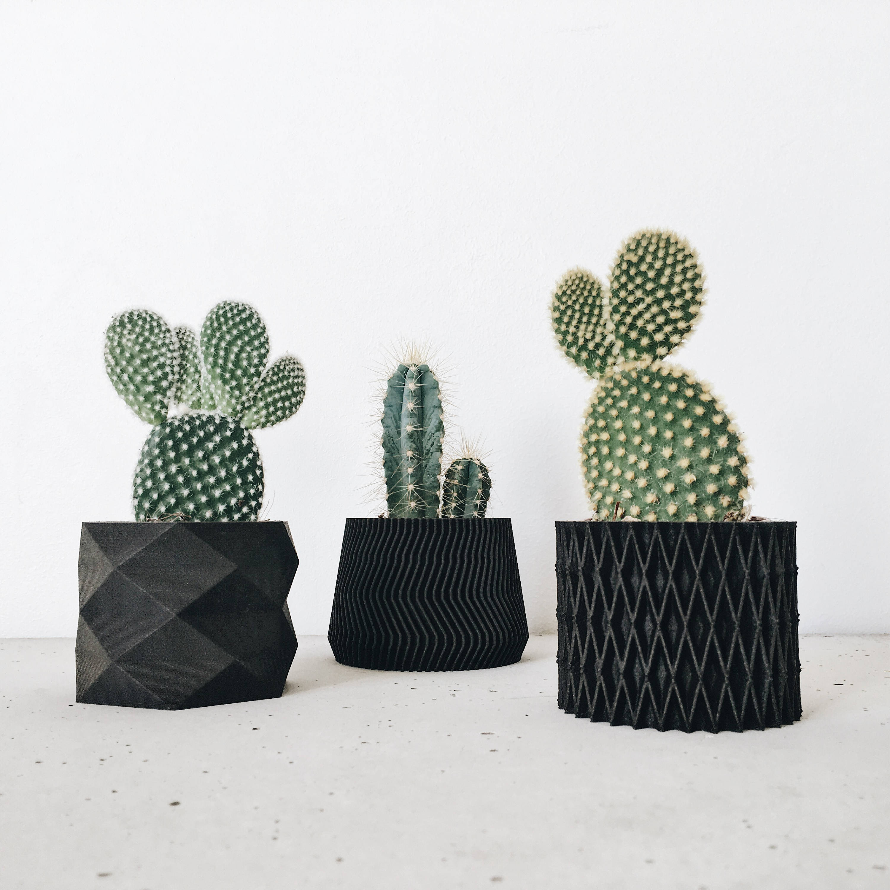 3 Small Black Wooden Planters