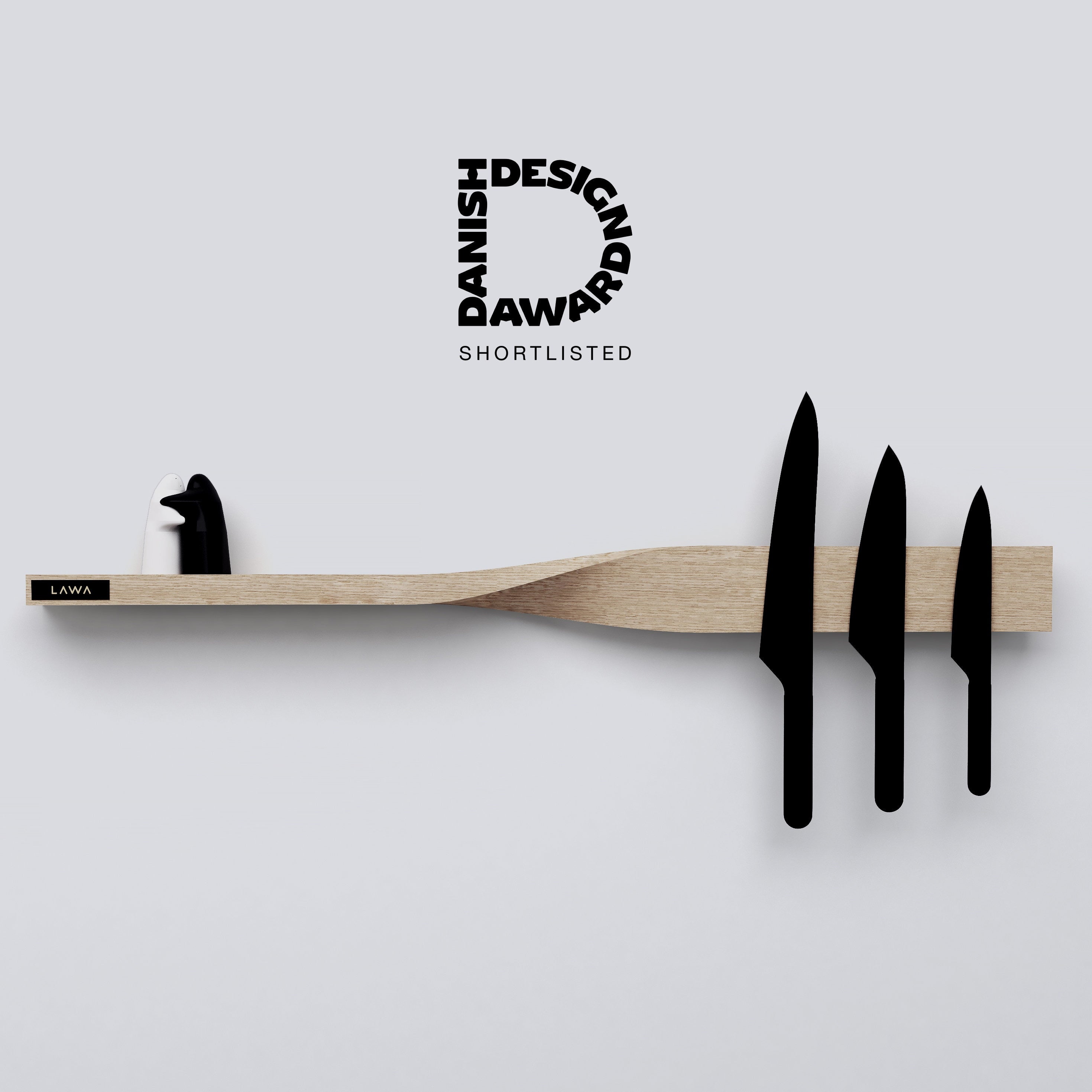 Twist Shelf Oak • Minimalist Wooden Shelf • Magnetic Knife Rack • Natural Oak • Modern Home Decor