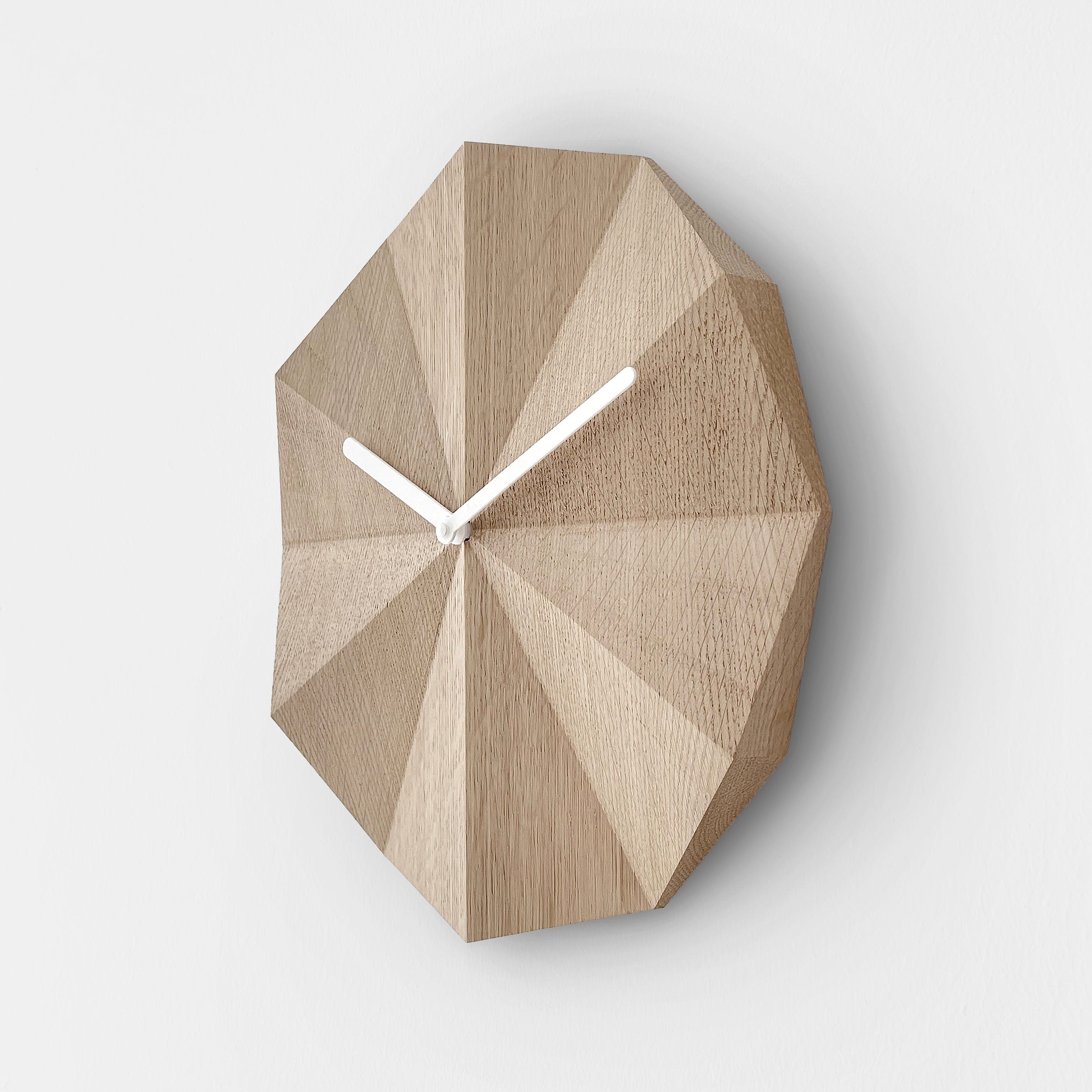 Delta Clock Oak • Minimalist Wooden Wall Clock • Natural Oak • Unique Home Wall Art • Office Decor