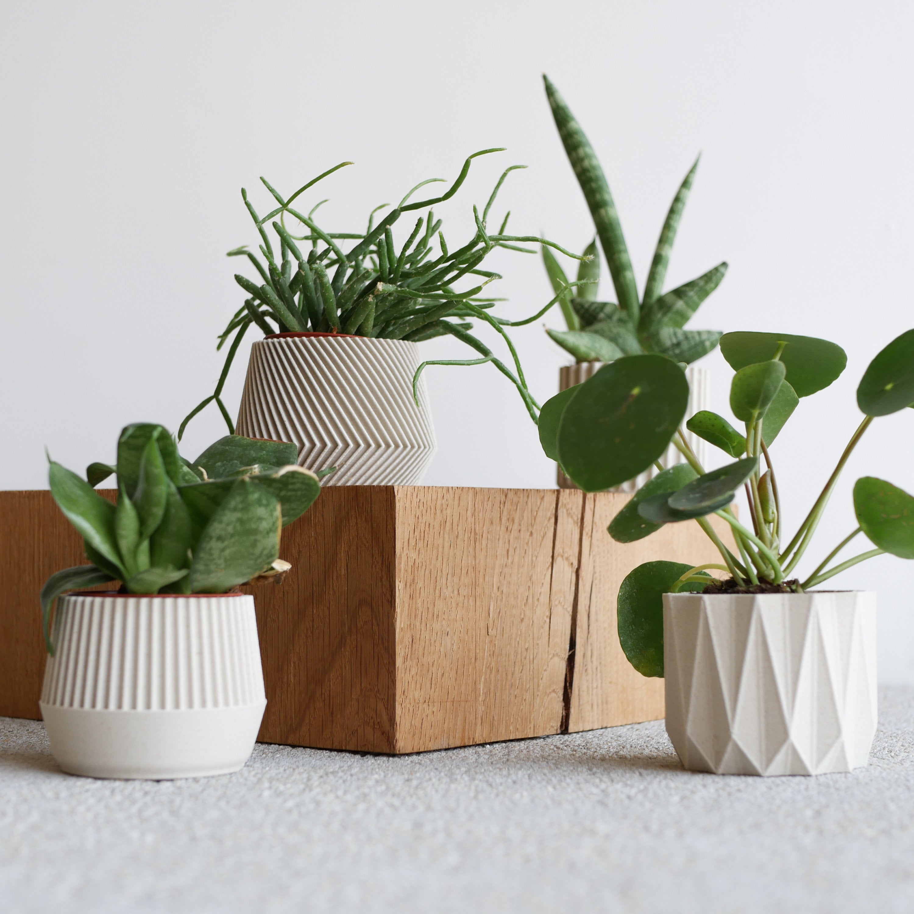 Set of 4 Small Indoor Planters White - Original Planter Gift !