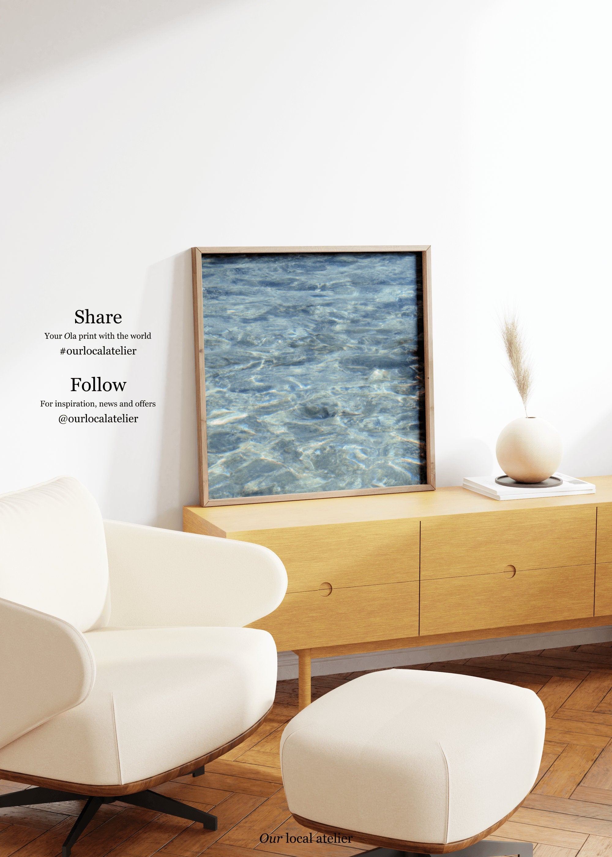BLUE WATER PRINT | Tranquil Nature Poster | Serene Home Decor Gift | Square Art Print | Our Local Atelier