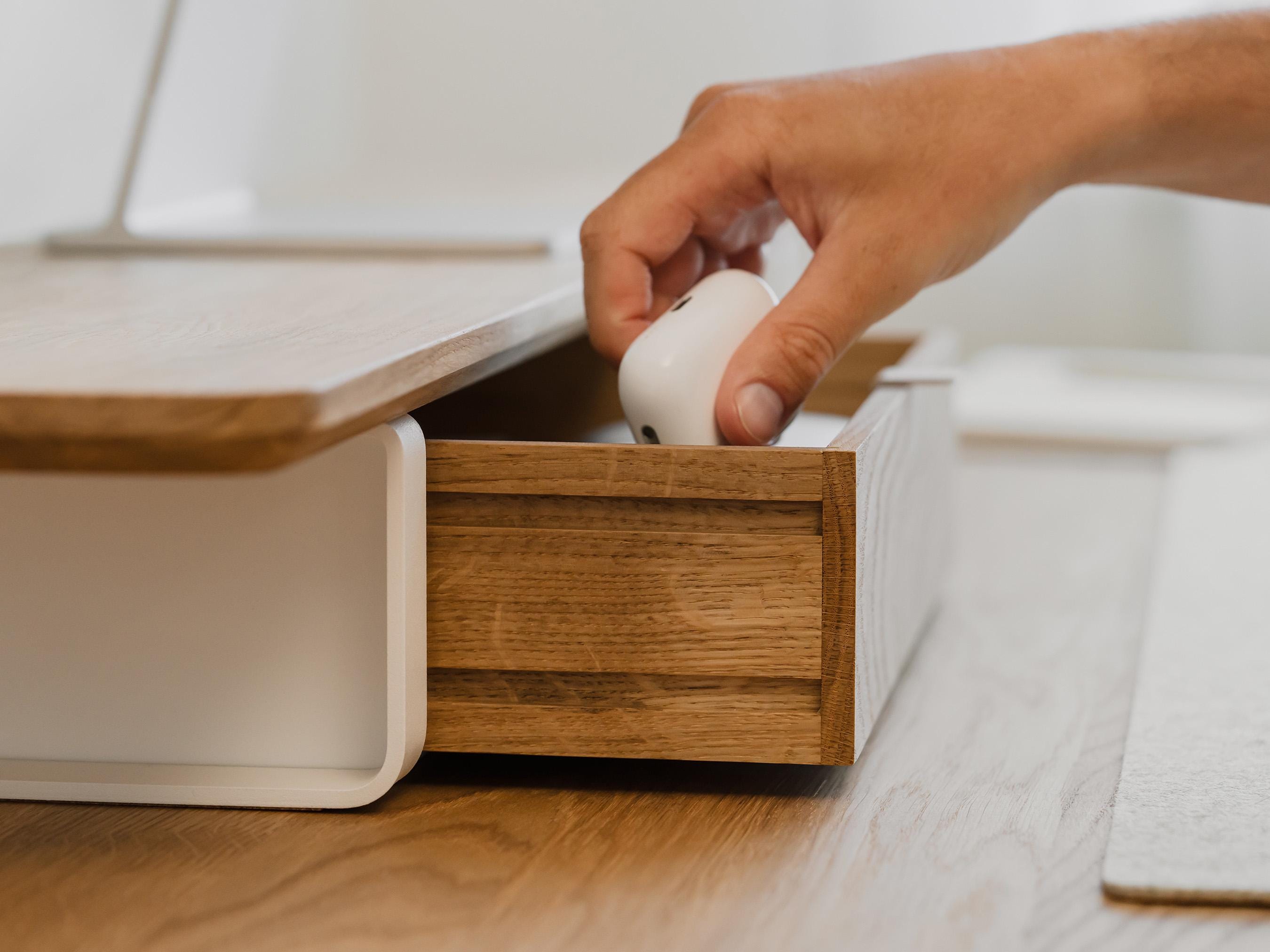 Large Modular Drawers - Black Base - Wooden Desk Drawers for Desk Organization, Compatible with Desk Shelf, Wooden Desk Organizer