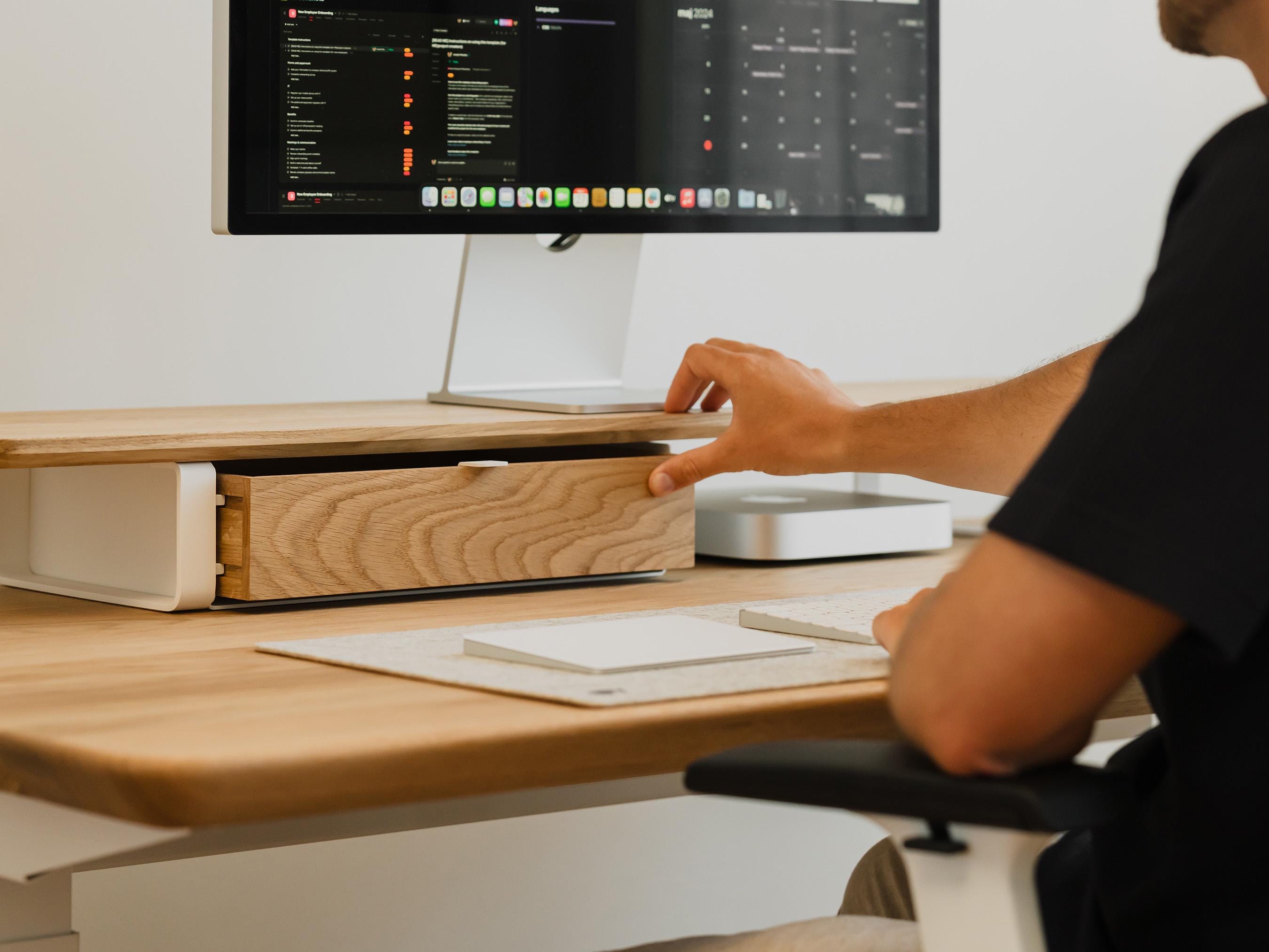 Large Modular Drawers - White Base - Wooden Desk Drawers for Desk Organization, Compatible with Desk Shelf, Wooden Desk Organizer