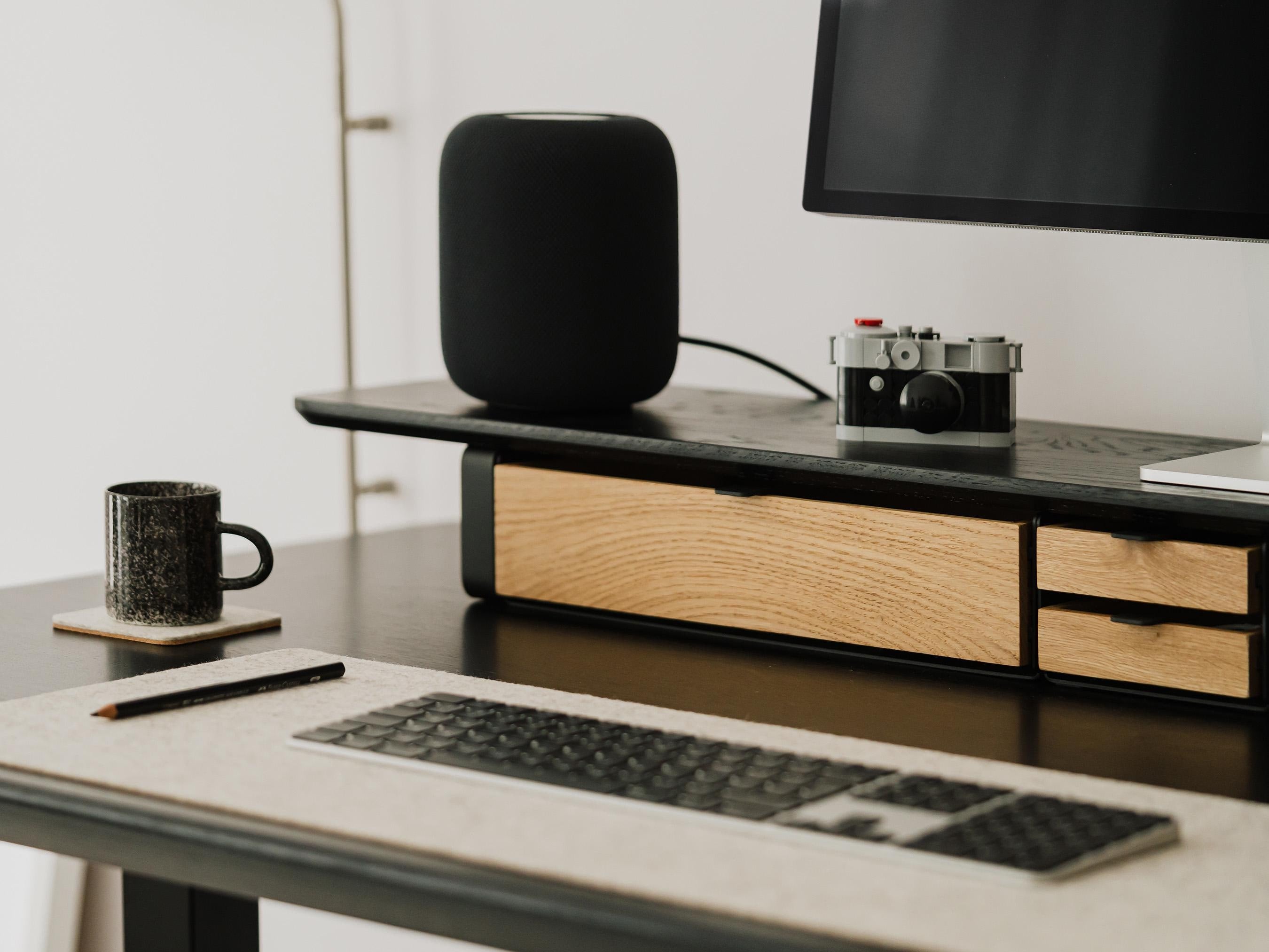 Large Modular Drawers - White Base - Wooden Desk Drawers for Desk Organization, Compatible with Desk Shelf, Wooden Desk Organizer