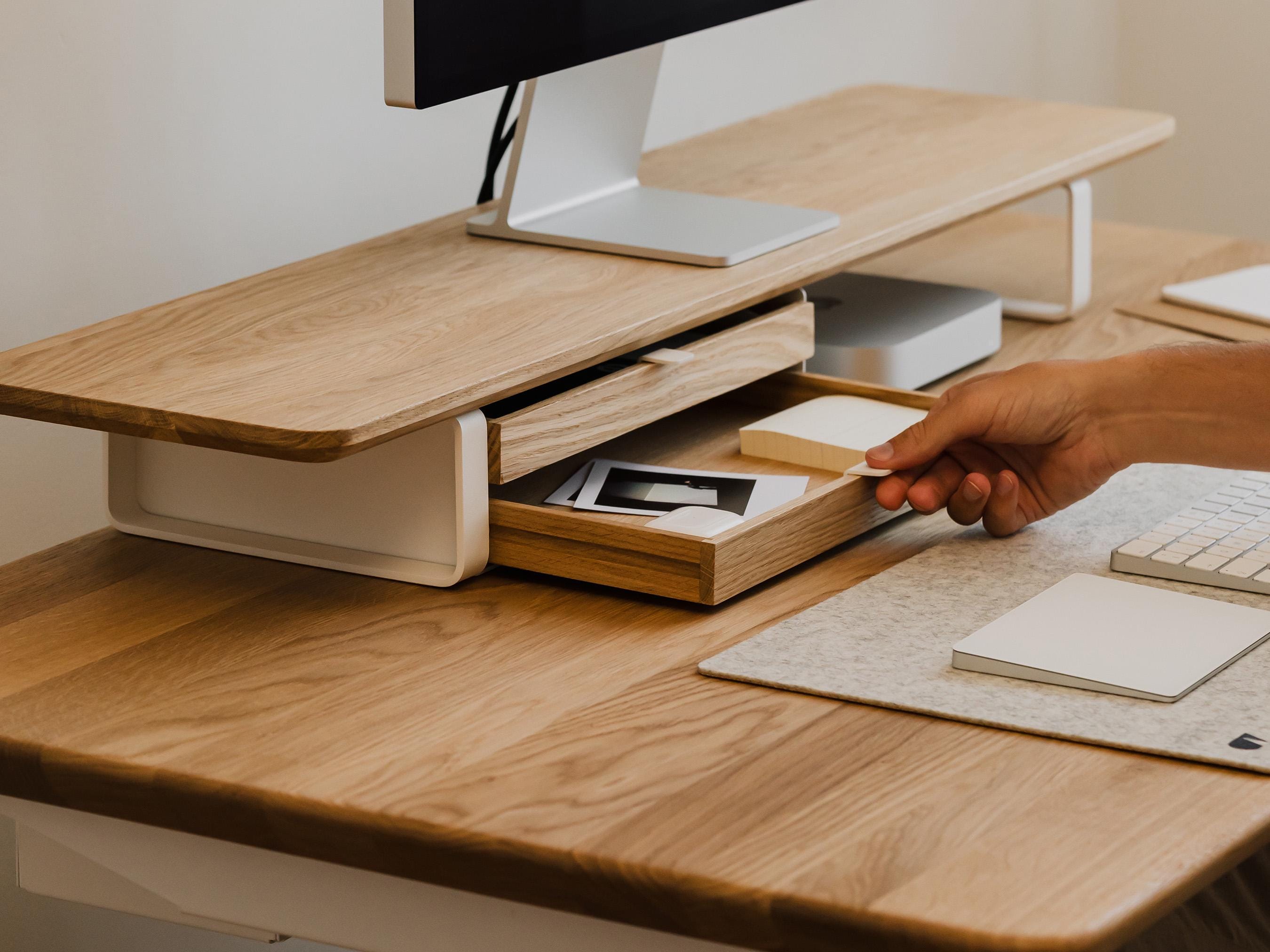 Large Modular Drawers - White Base - Wooden Desk Drawers for Desk Organization, Compatible with Desk Shelf, Wooden Desk Organizer