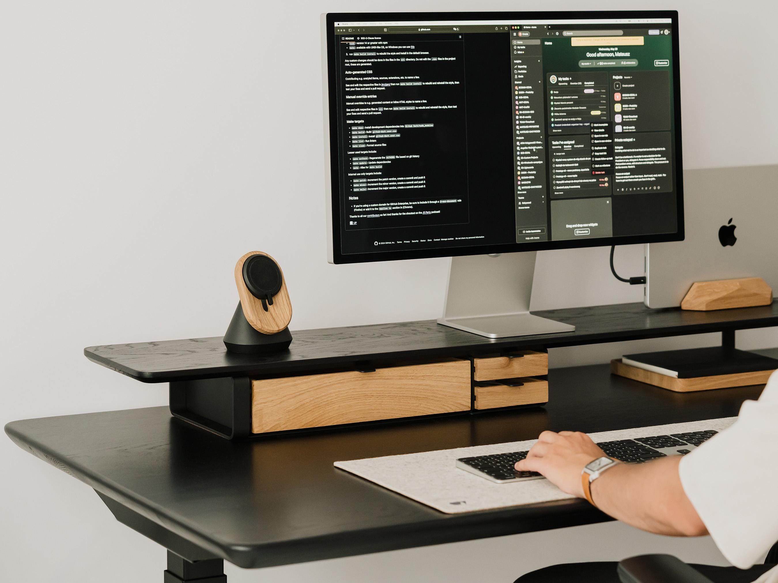 Small Modular Drawers - Black Base - Wooden Desk Drawers for Desk Organization, Compatible with Desk Shelf, Wooden Desk Organizer