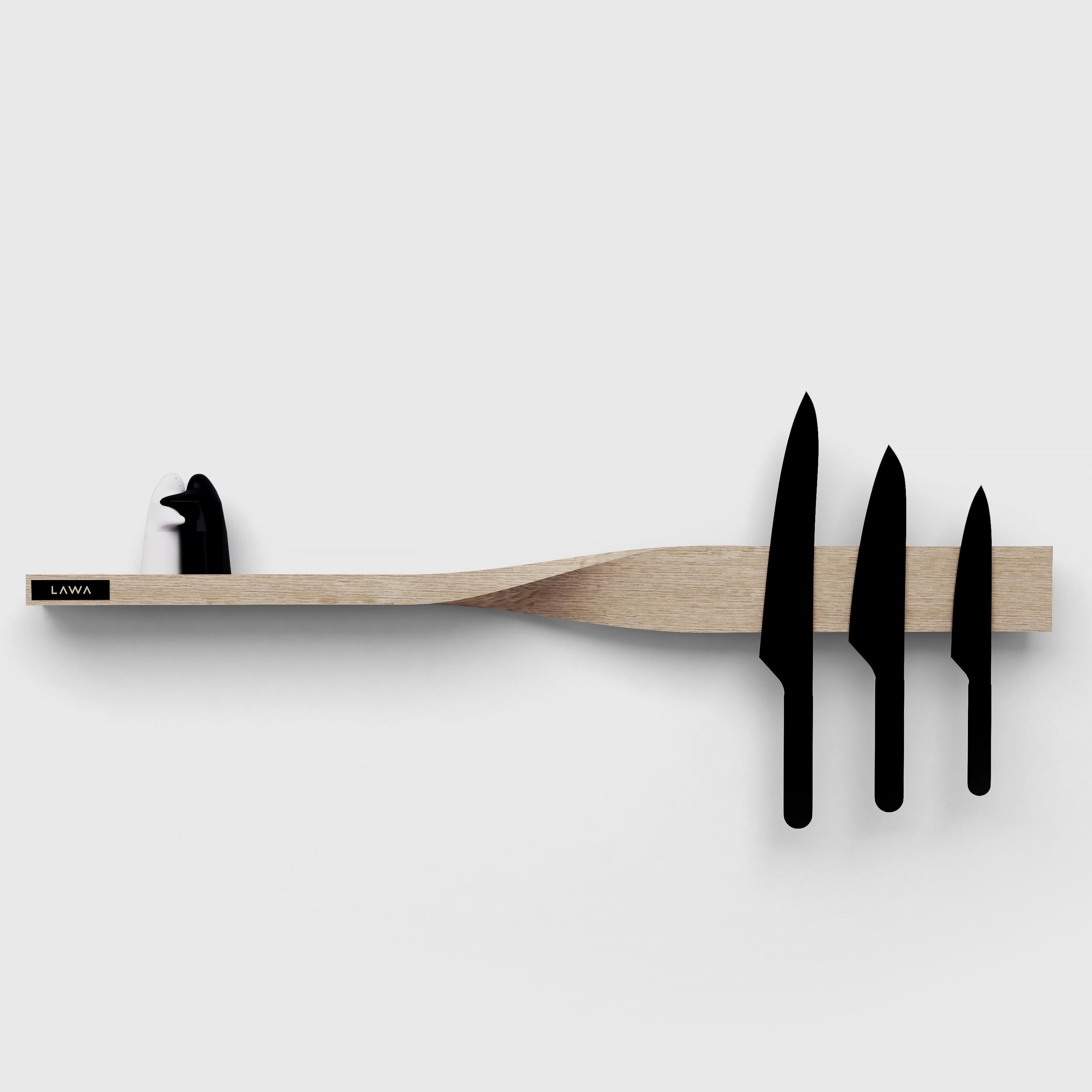 Twist Shelf Oak • Minimalist Wooden Shelf • Magnetic Knife Rack • Natural Oak • Modern Home Decor