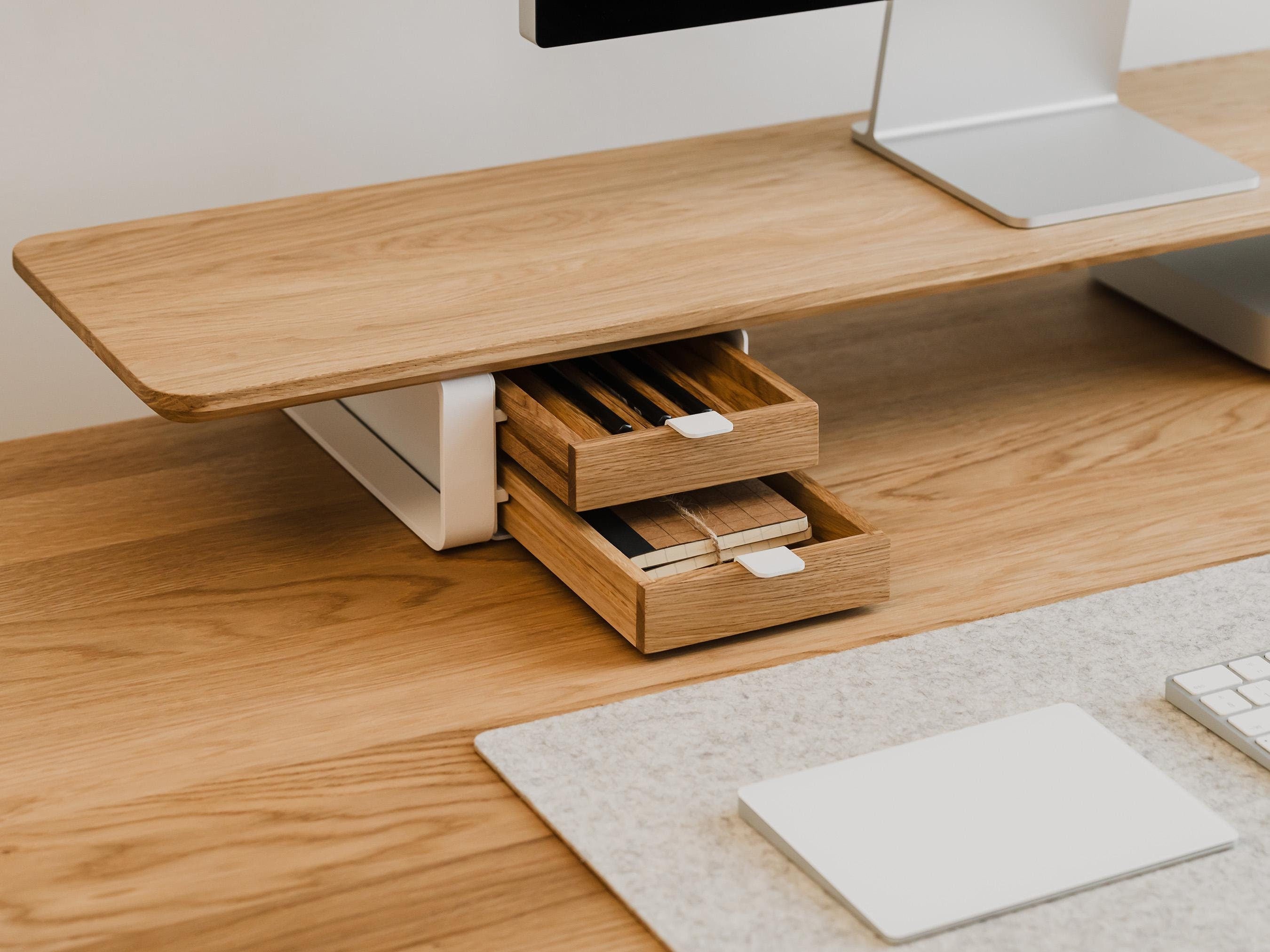 Small Modular Drawers - Black Base - Wooden Desk Drawers for Desk Organization, Compatible with Desk Shelf, Wooden Desk Organizer