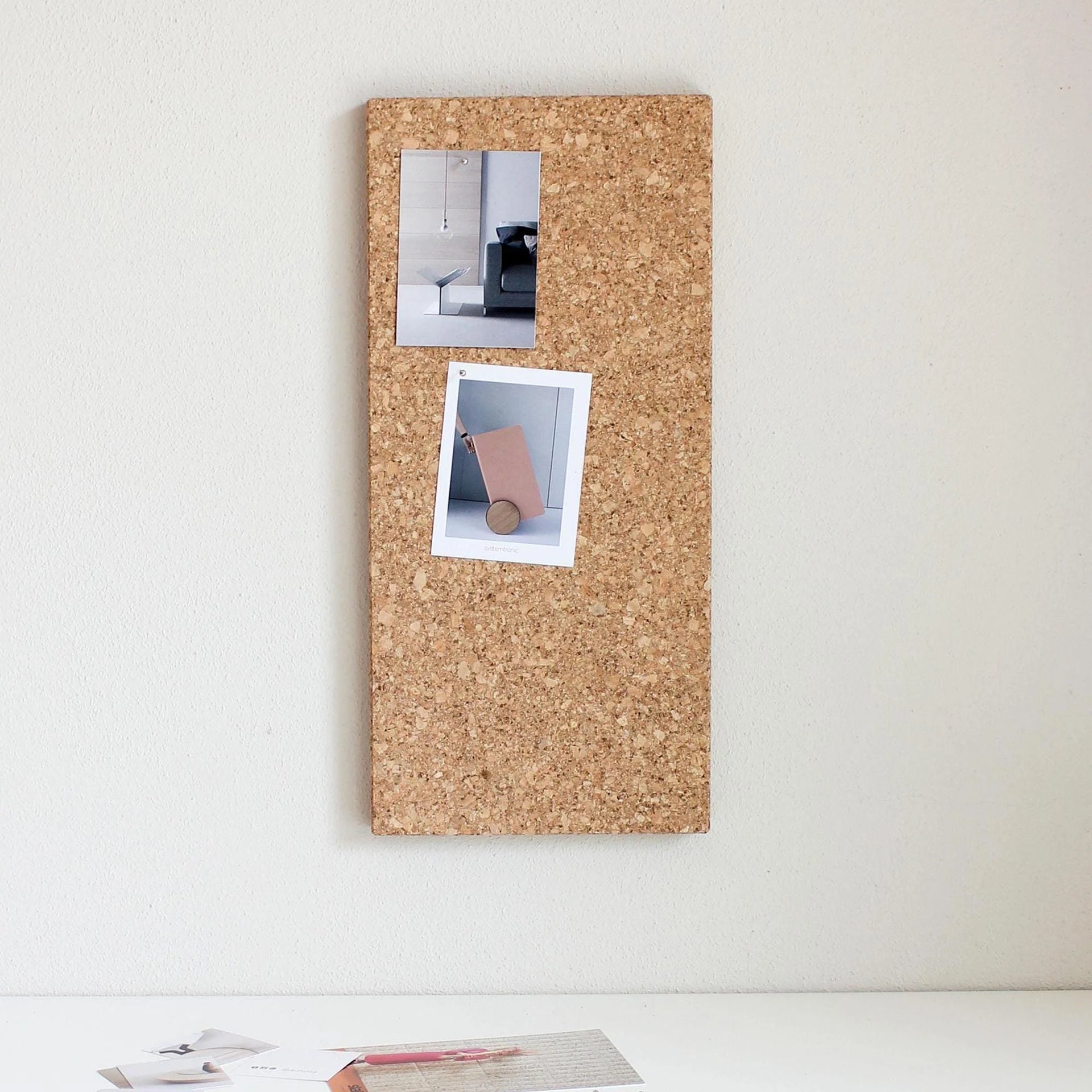 Cork Notice Board, Pin Board, Cork Notice Board, Wall Decor - QUADRO Small 18 X 40 Cm