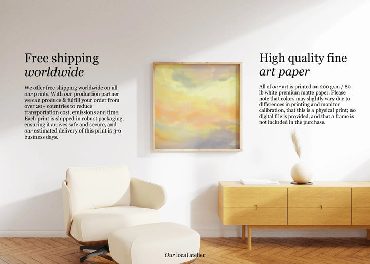 YELLOW SKY PRINT | Ethereal Clouds Poster | Perfect Home Decor Gift | Square Art Print | Our Local Atelier
