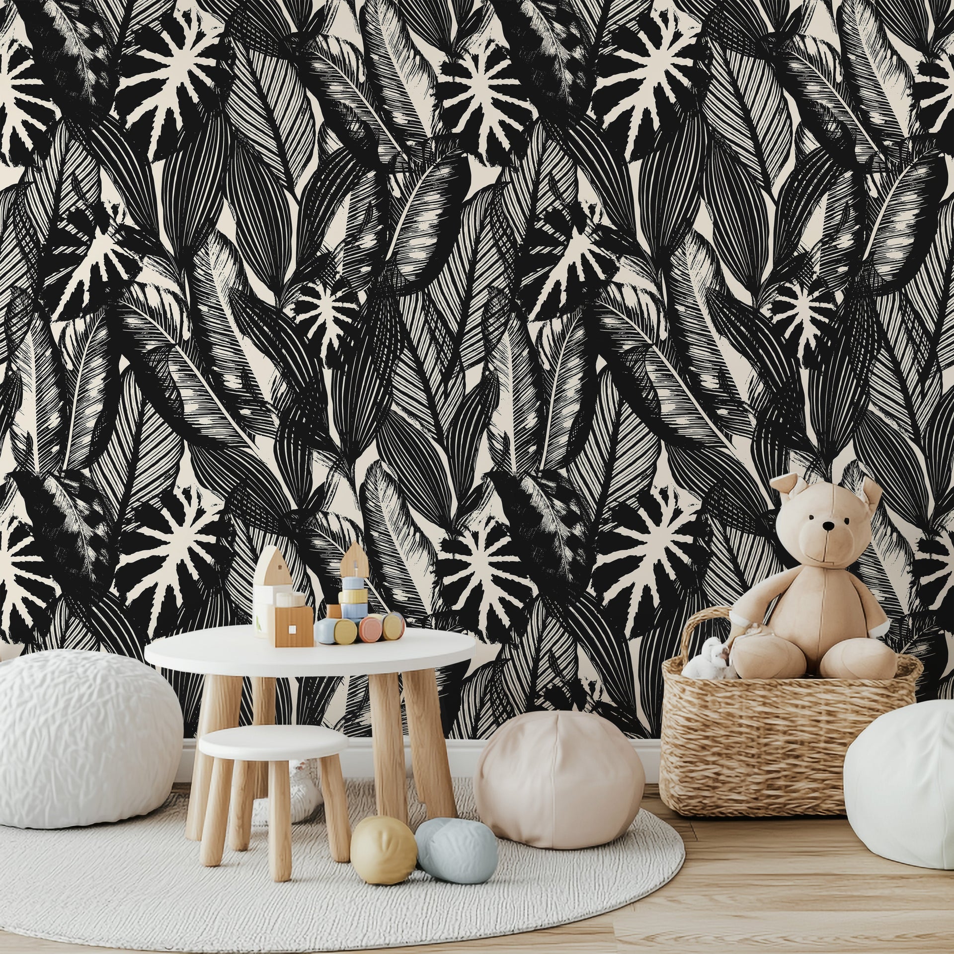 Black Tropical Leaves