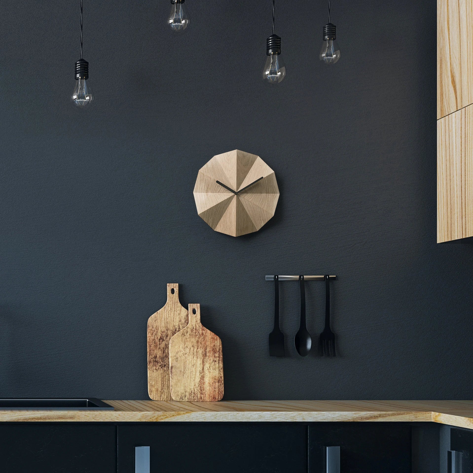 Delta Clock Oak • Minimalist Wooden Wall Clock • Natural Oak • Unique Home Wall Art • Office Decor