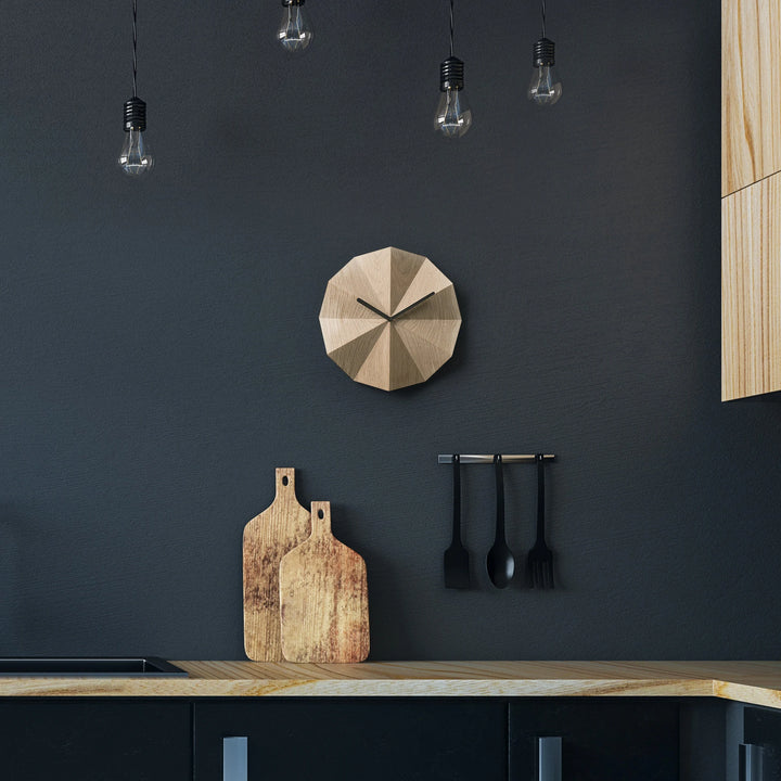 Delta Clock Oak • Minimalist Wooden Wall Clock • Natural Oak • Unique Home Wall Art • Office Decor