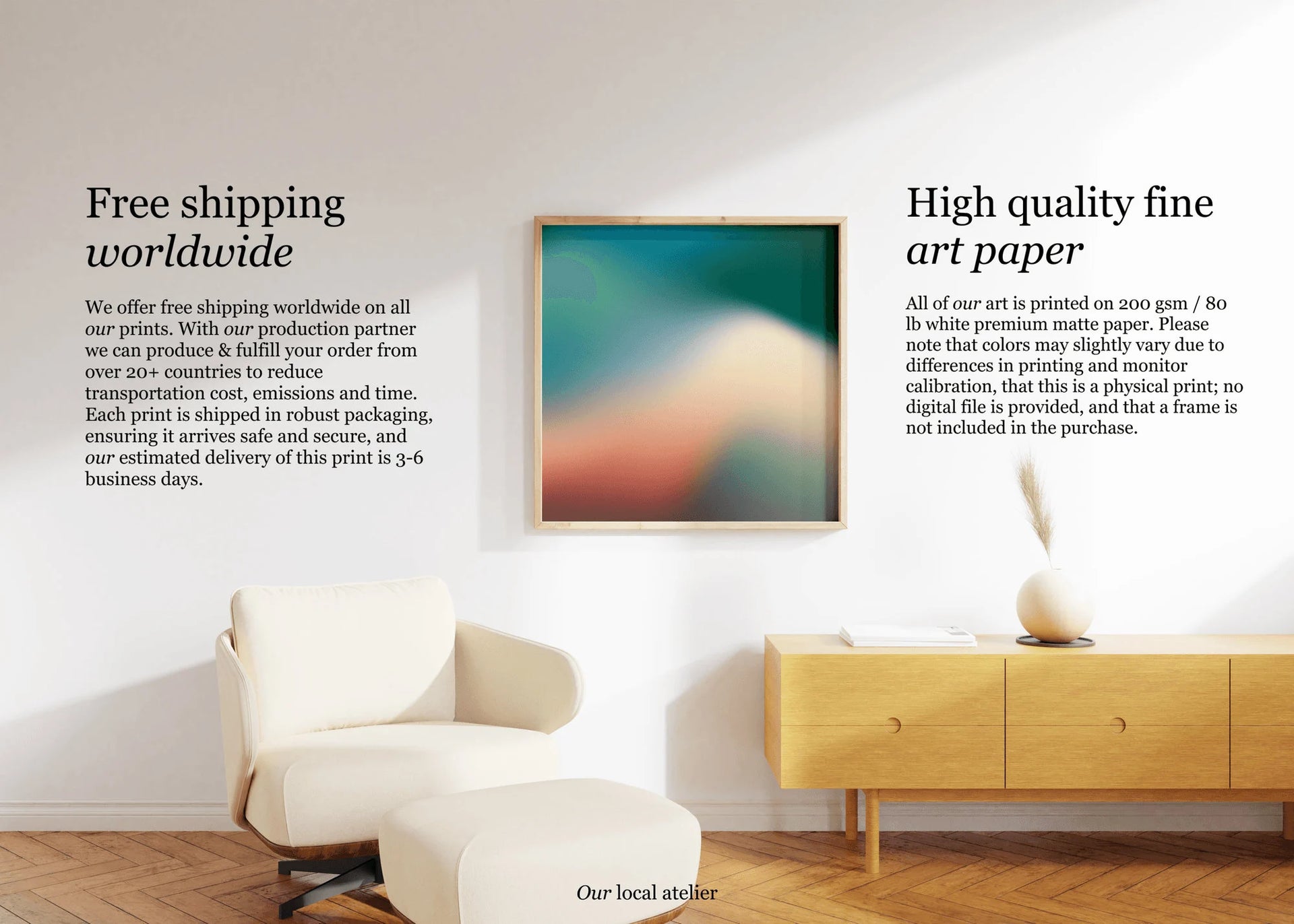 TEAL ABSTRACT PRINT | Color Gradient Print | Home Decor Gift | Square Art Print | Our Local Atelier