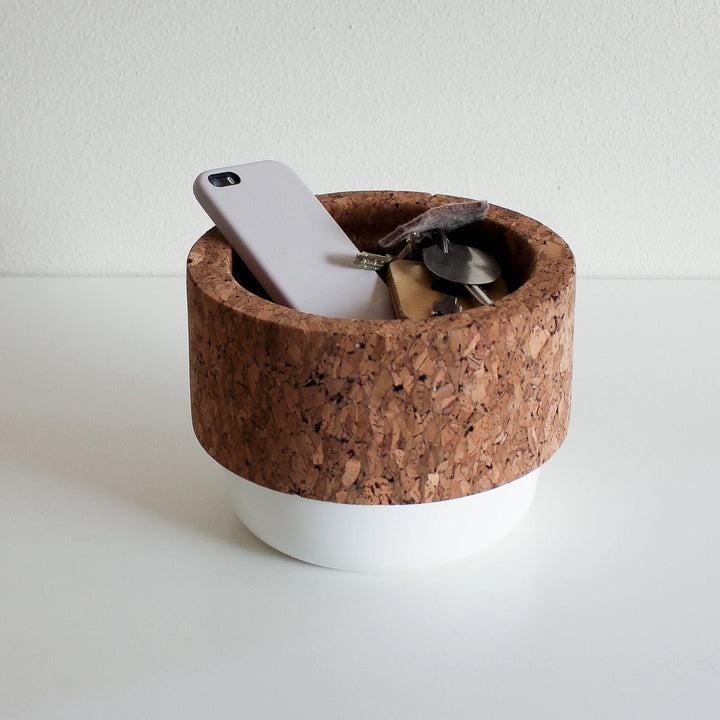 Piggy Bank, Pocket Emptier, Dark Cork and White Ceramic - TASCO
