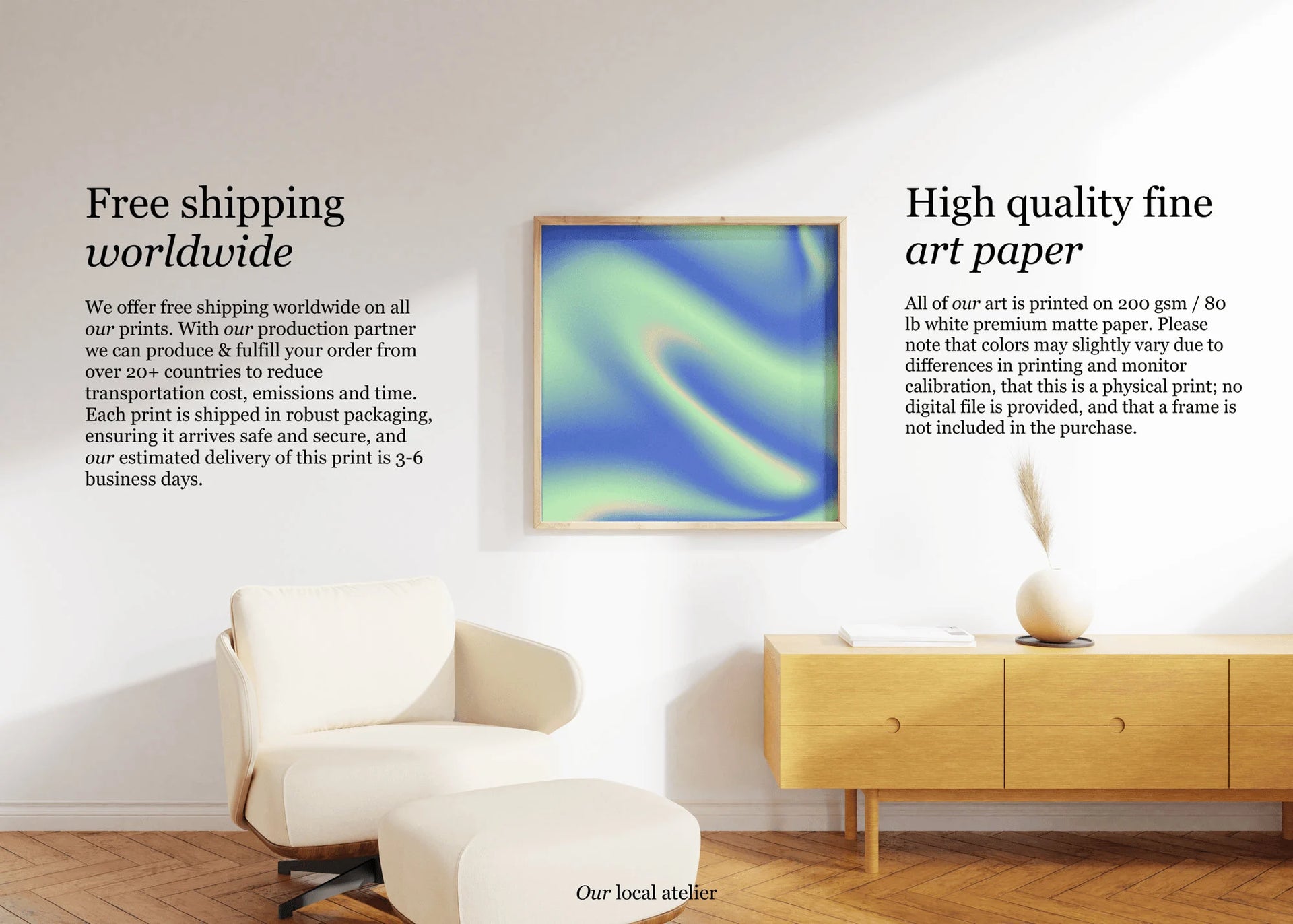 NORTHERN LIGHTS PRINT | Color Gradient Print | Unique Decorative Gift | Square Art Print | Our Local Atelier