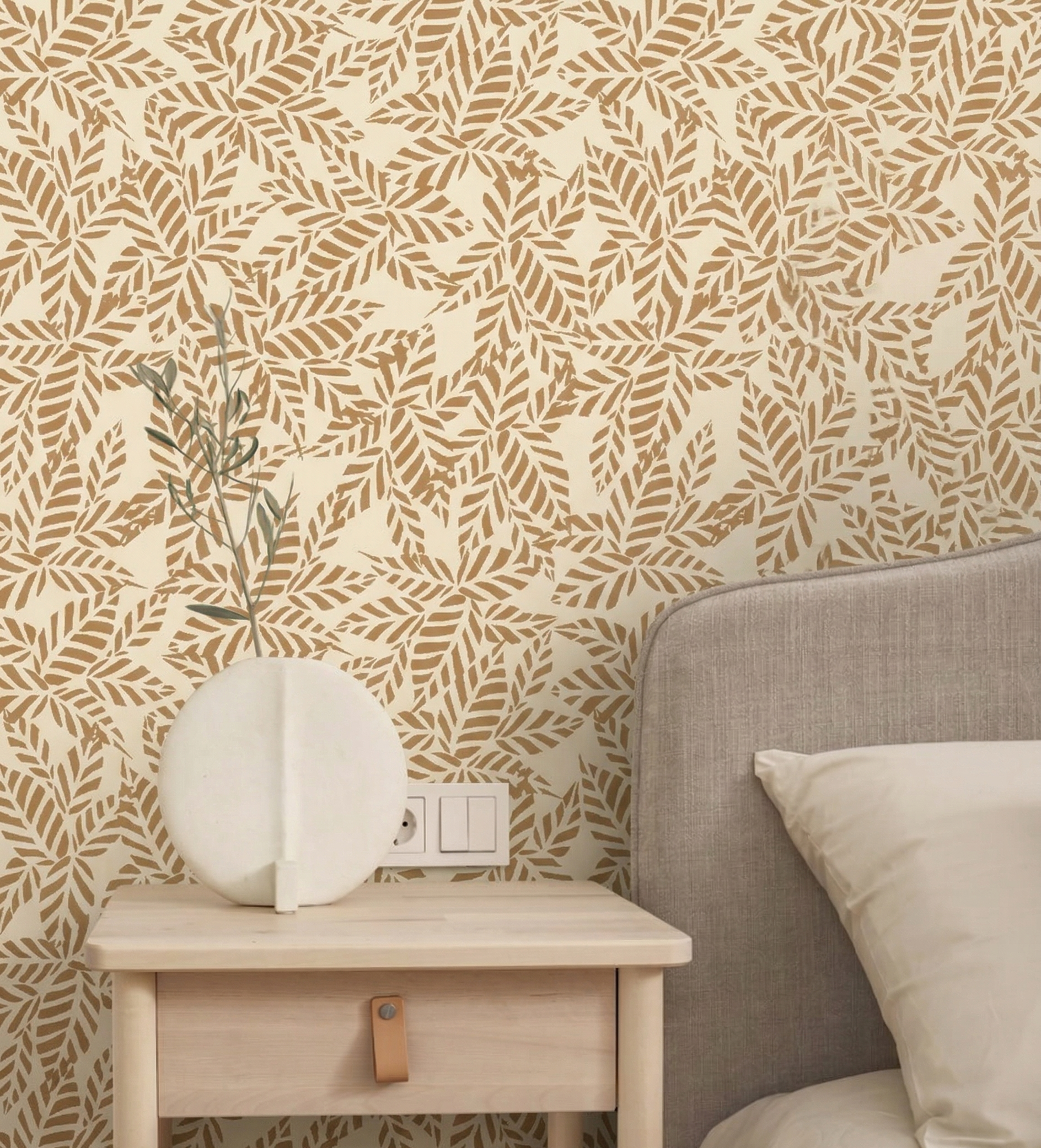 Beige Striped Leaves