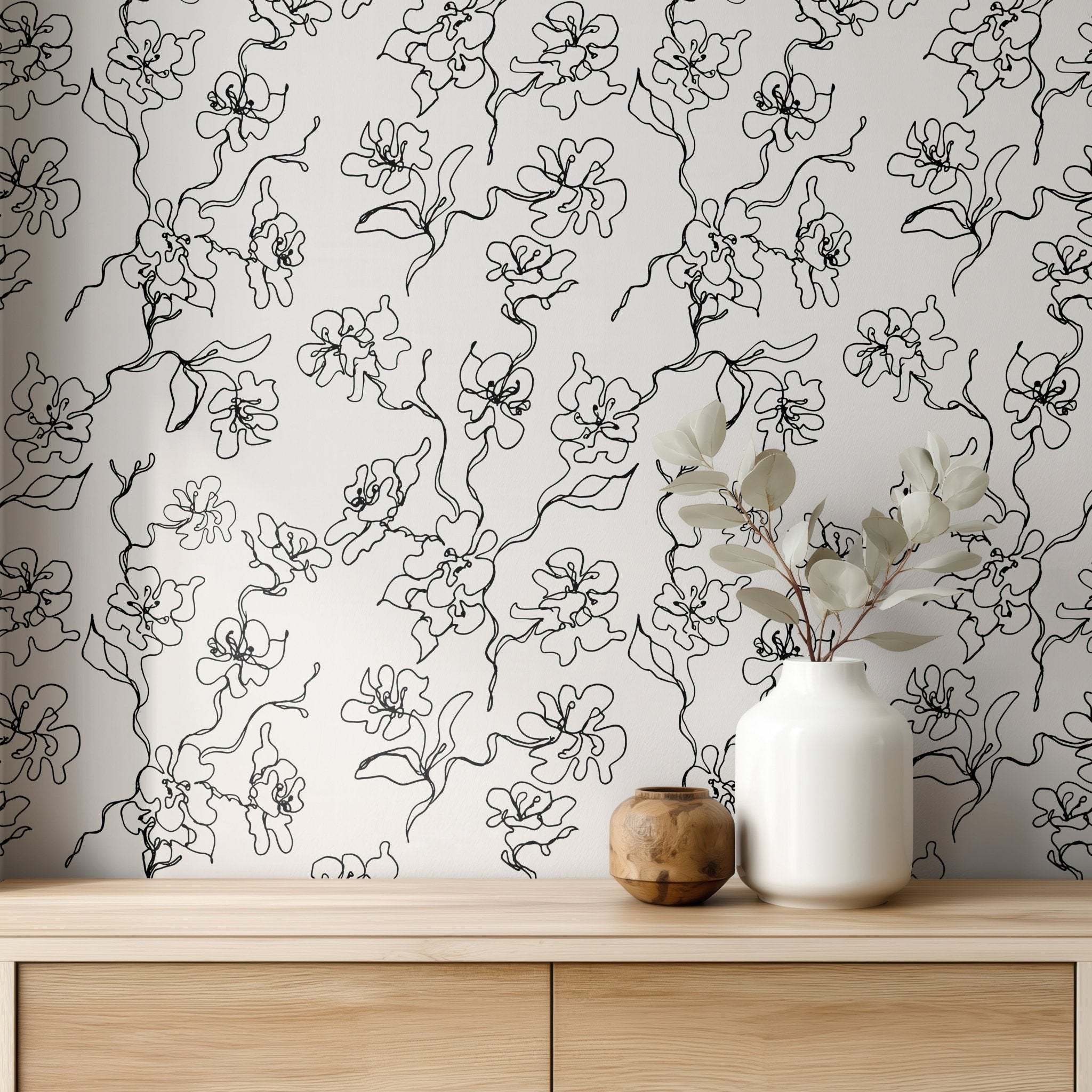 Black Subtle Apple Flowers - Tomono