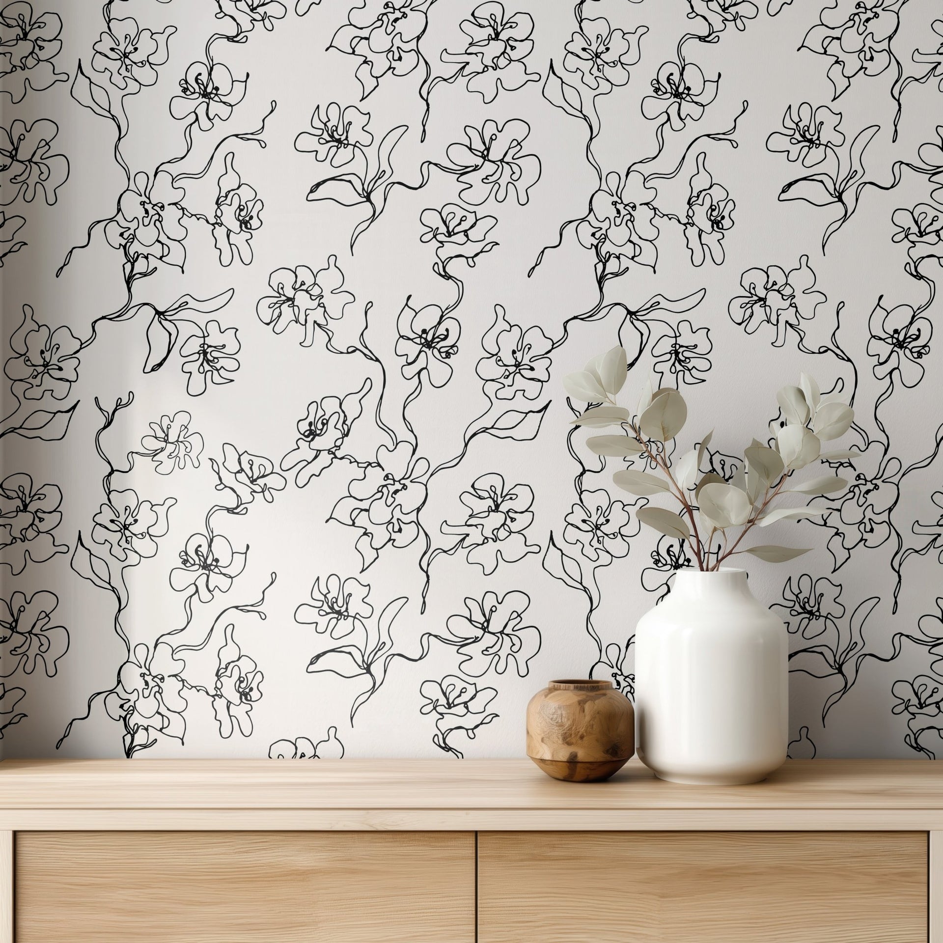 Black Subtle Apple Flowers - Tomono