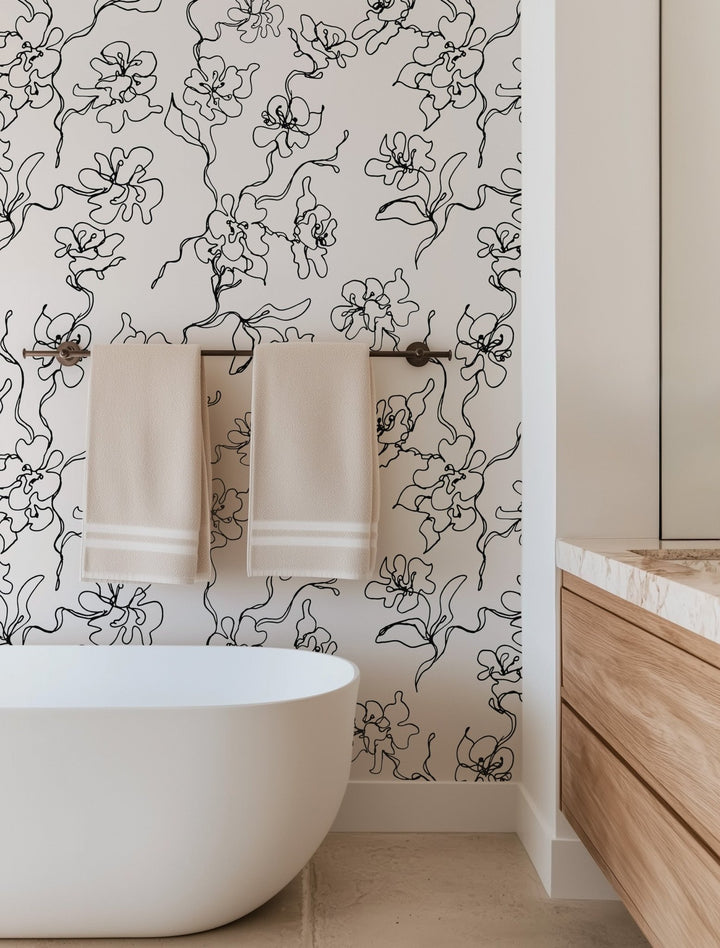 Black Subtle Apple Flowers - Tomono