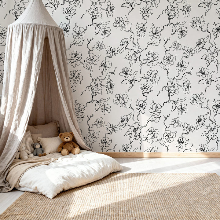 Black Subtle Apple Flowers - Tomono