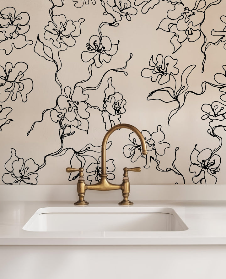 Black Subtle Apple Flowers - Tomono