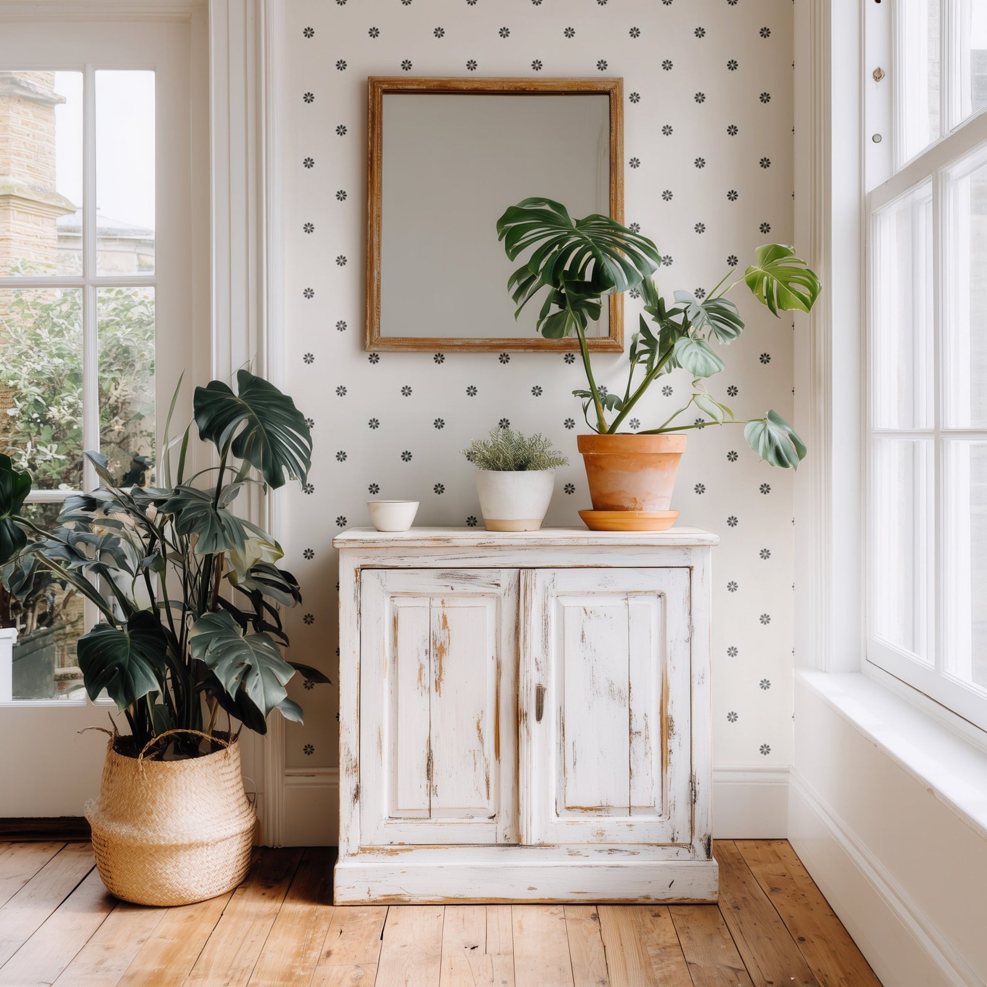 Black and White Floral - Tomono