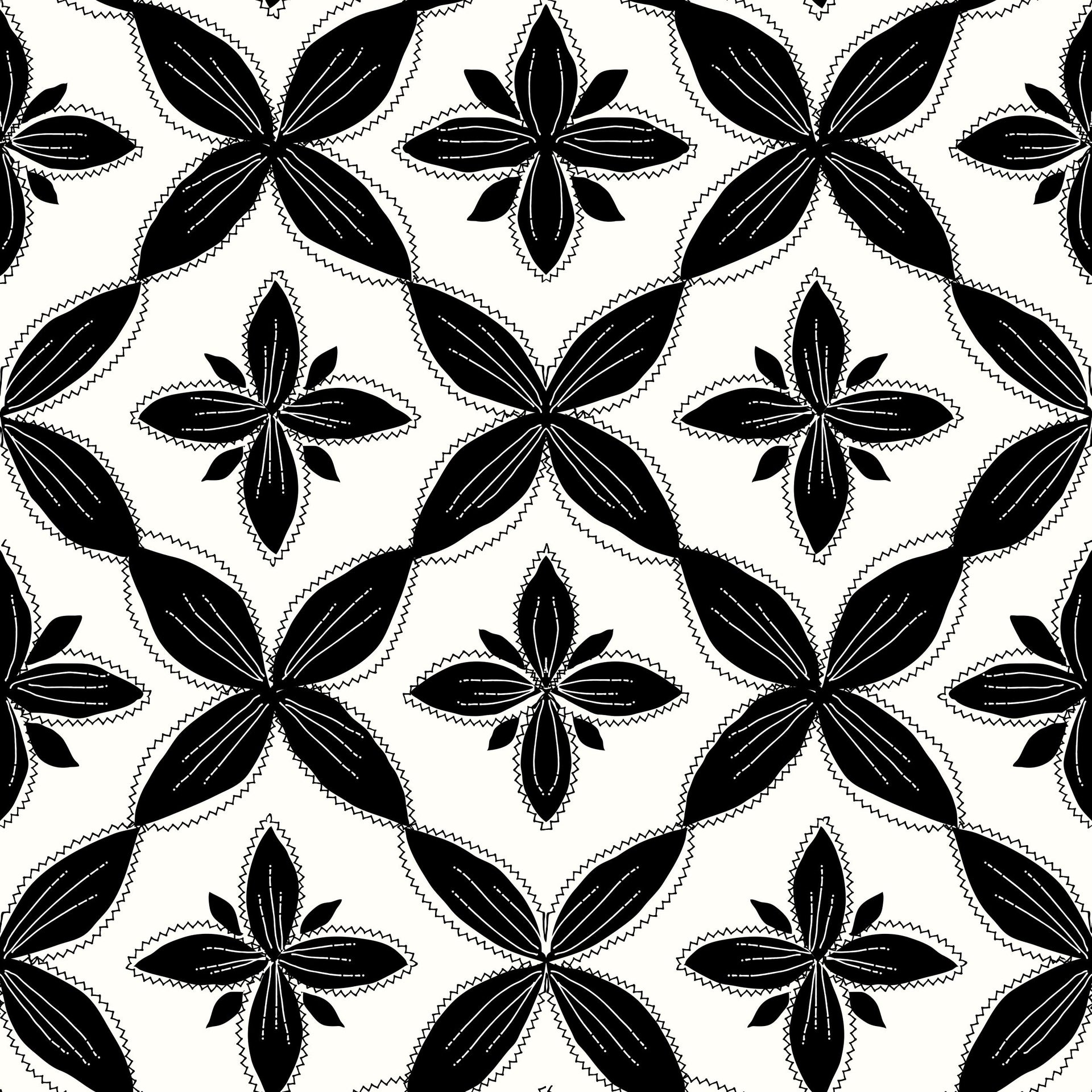 Black and White Floral Ornaments